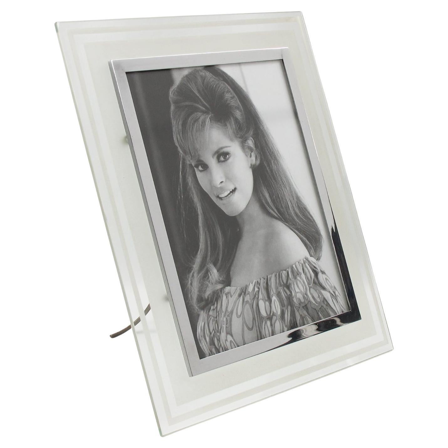 Modernist Frosted Glass and Metal Picture Frame, circa 1940 For Sale