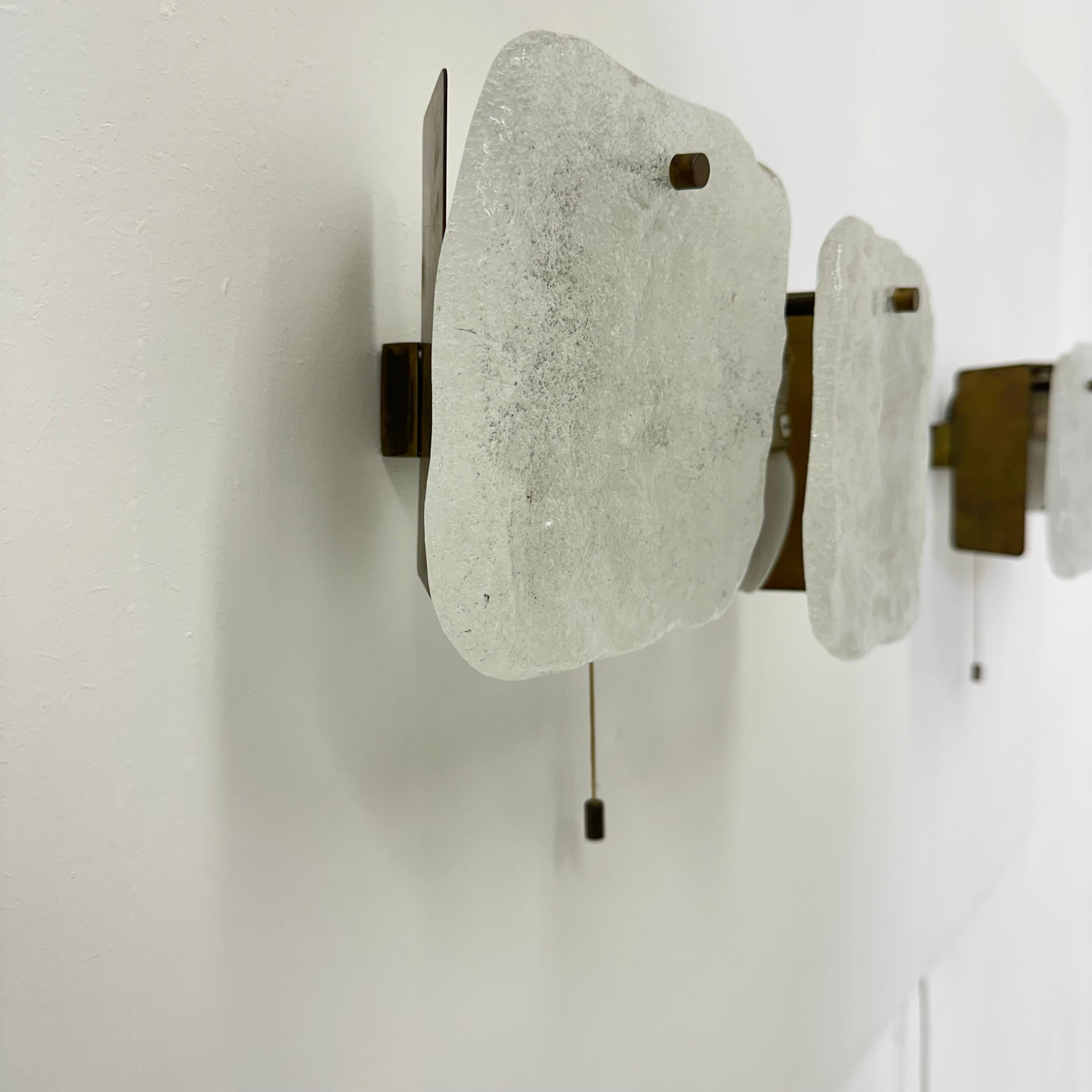 Modernist Frosted Ice Glass Wall Lamp attributed to J. T. Kalmar for Kalmar, 196 For Sale 6