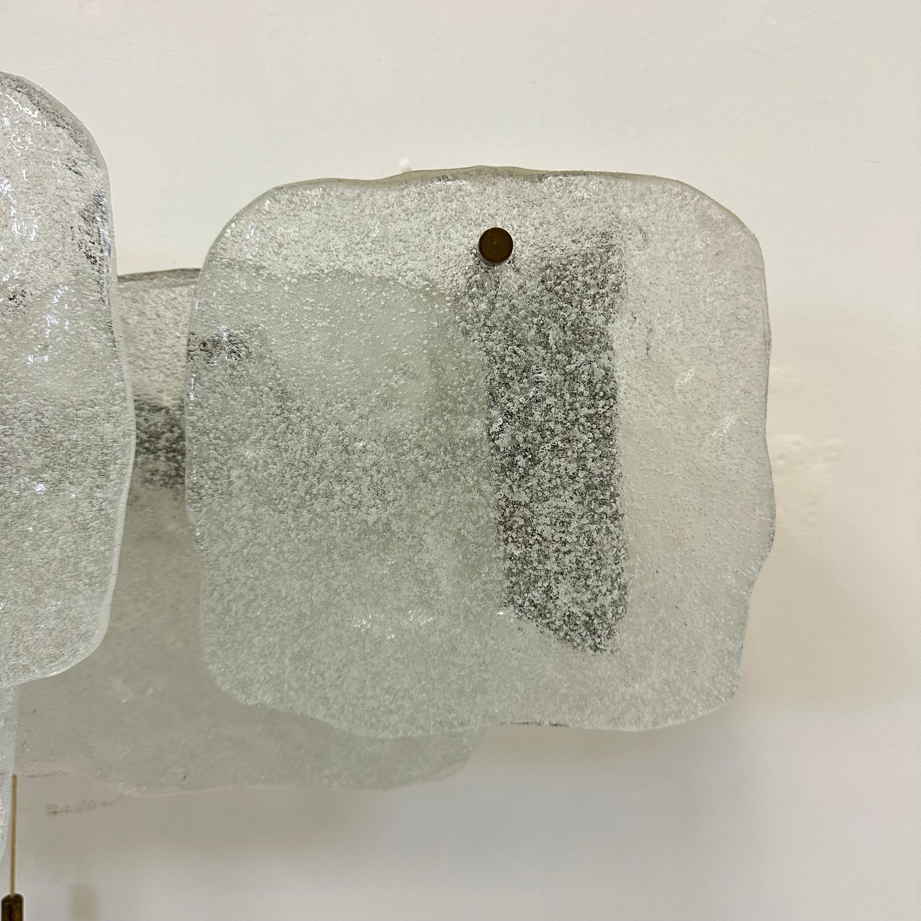 Modernist Frosted Ice Glass Wall Lamp attributed to J. T. Kalmar for Kalmar For Sale 2