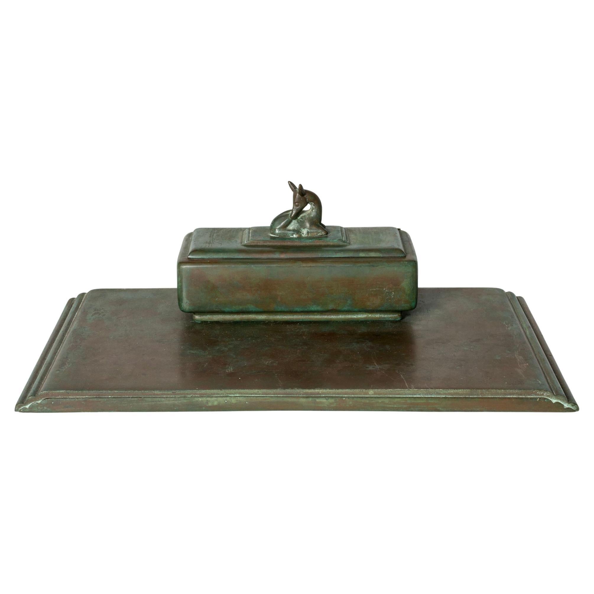 Modernist Functionalist Bronze Inkwell, Sune Bäckström, Sweden, 1930s For Sale