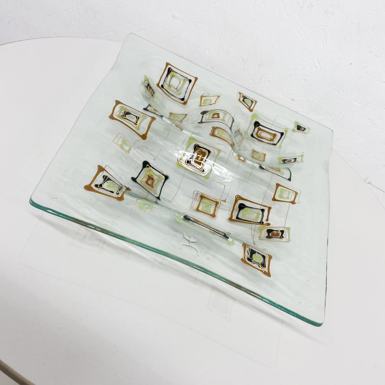 Modernist Fused Art Glass Decorative Dish Sectioned Plate Higgins Studio, 1960s 5