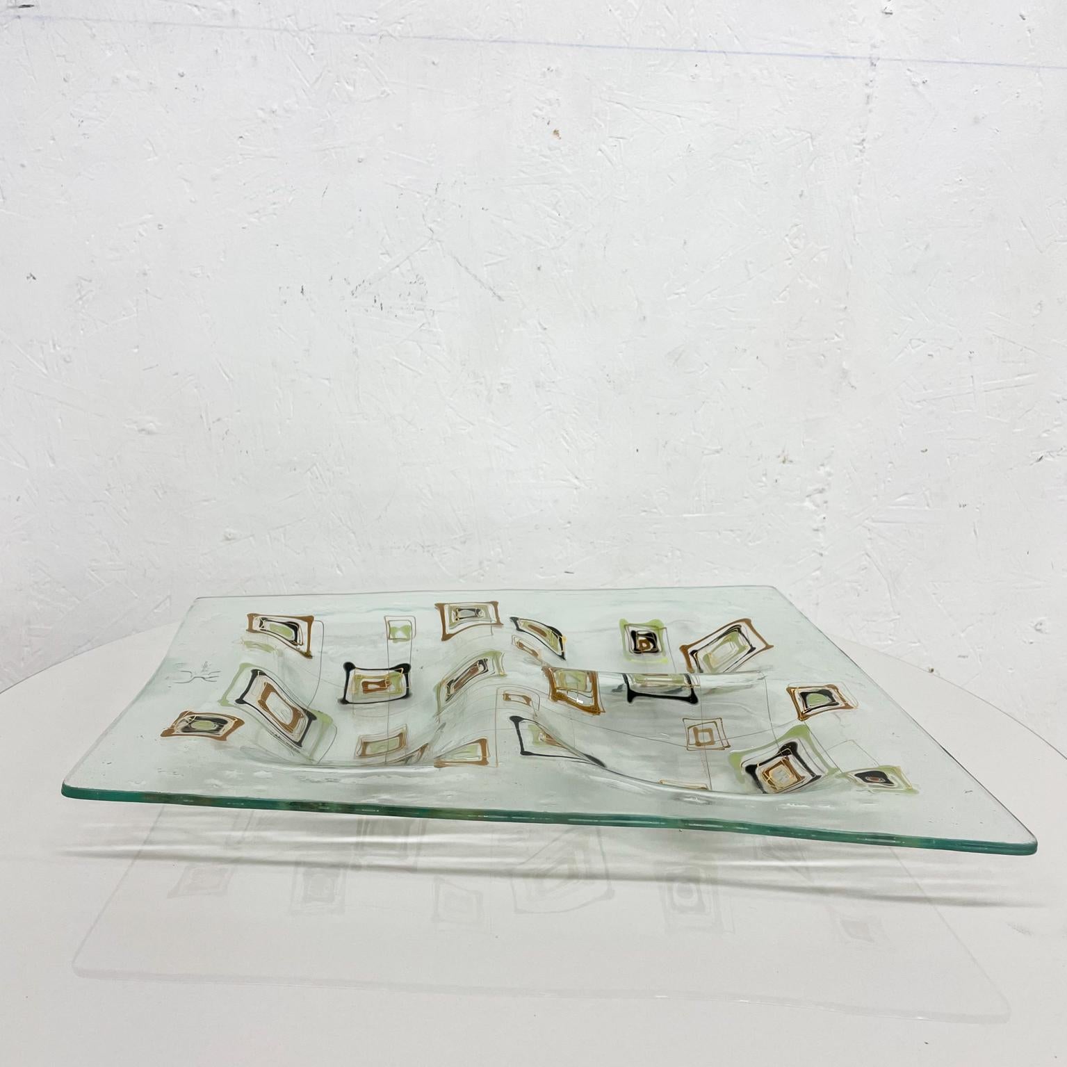 Modernist Fused Art Glass Decorative Dish Sectioned Plate Higgins Studio, 1960s 7
