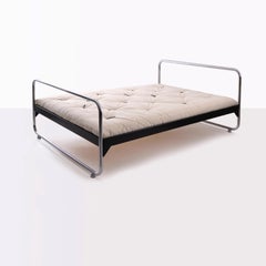 Modernist Futon Bed, Chrome Plated Steel, Lacquered Metal, Customizable