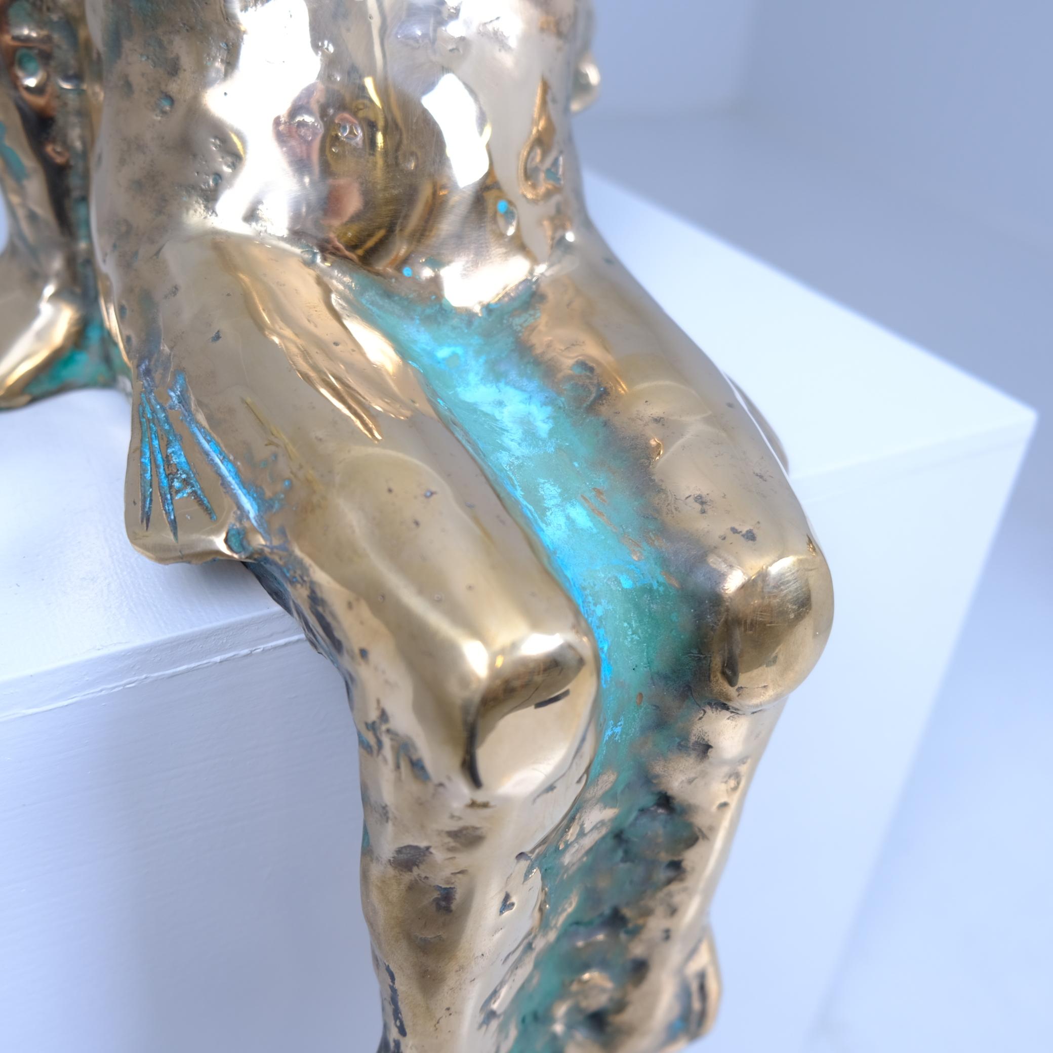 Fatto a mano Modernist Futuristic Diver Brass Sculpture, Eldest by Sakari Kannosto 2025 in vendita