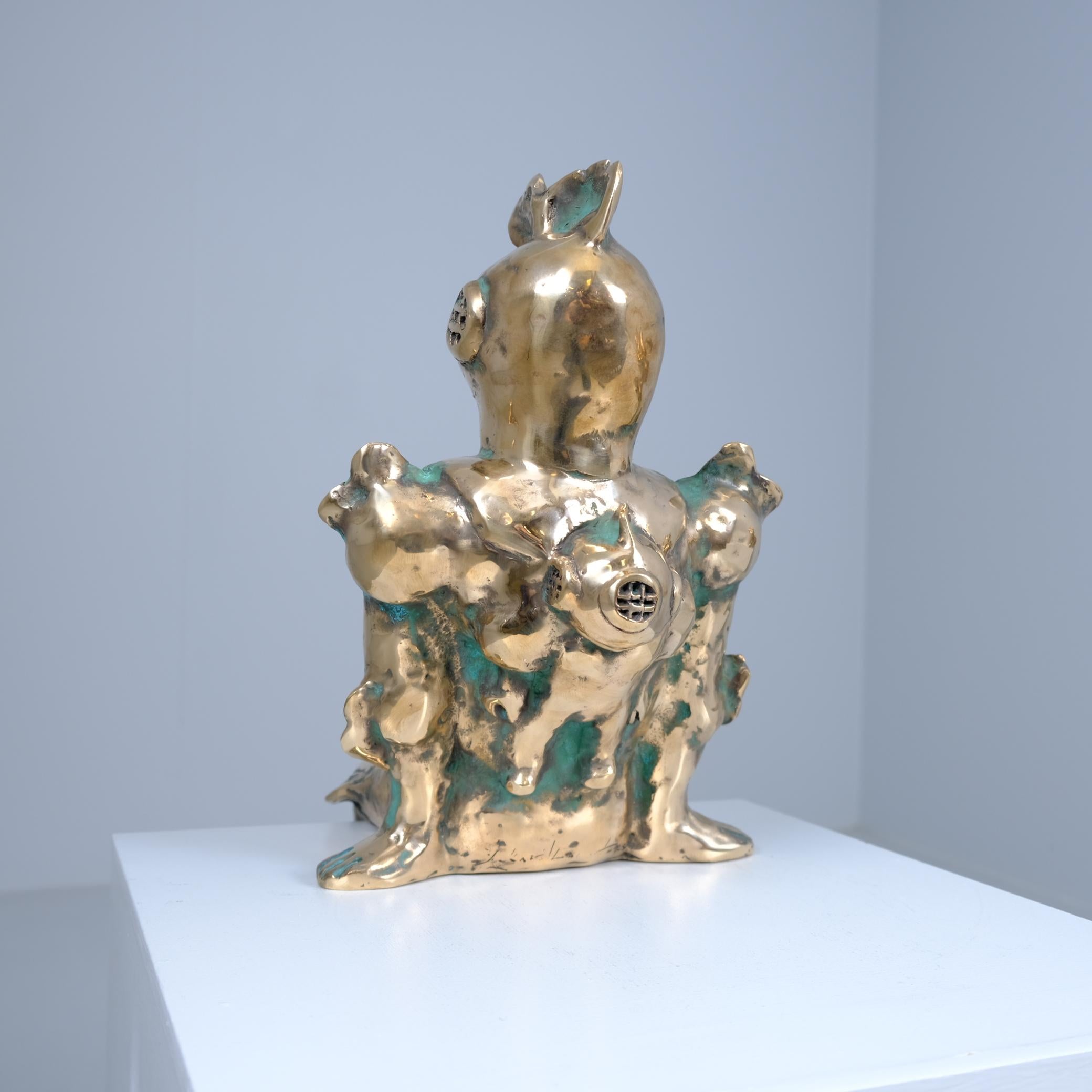 Ottone Modernist Futuristic Diver Brass Sculpture, Eldest by Sakari Kannosto 2025 in vendita