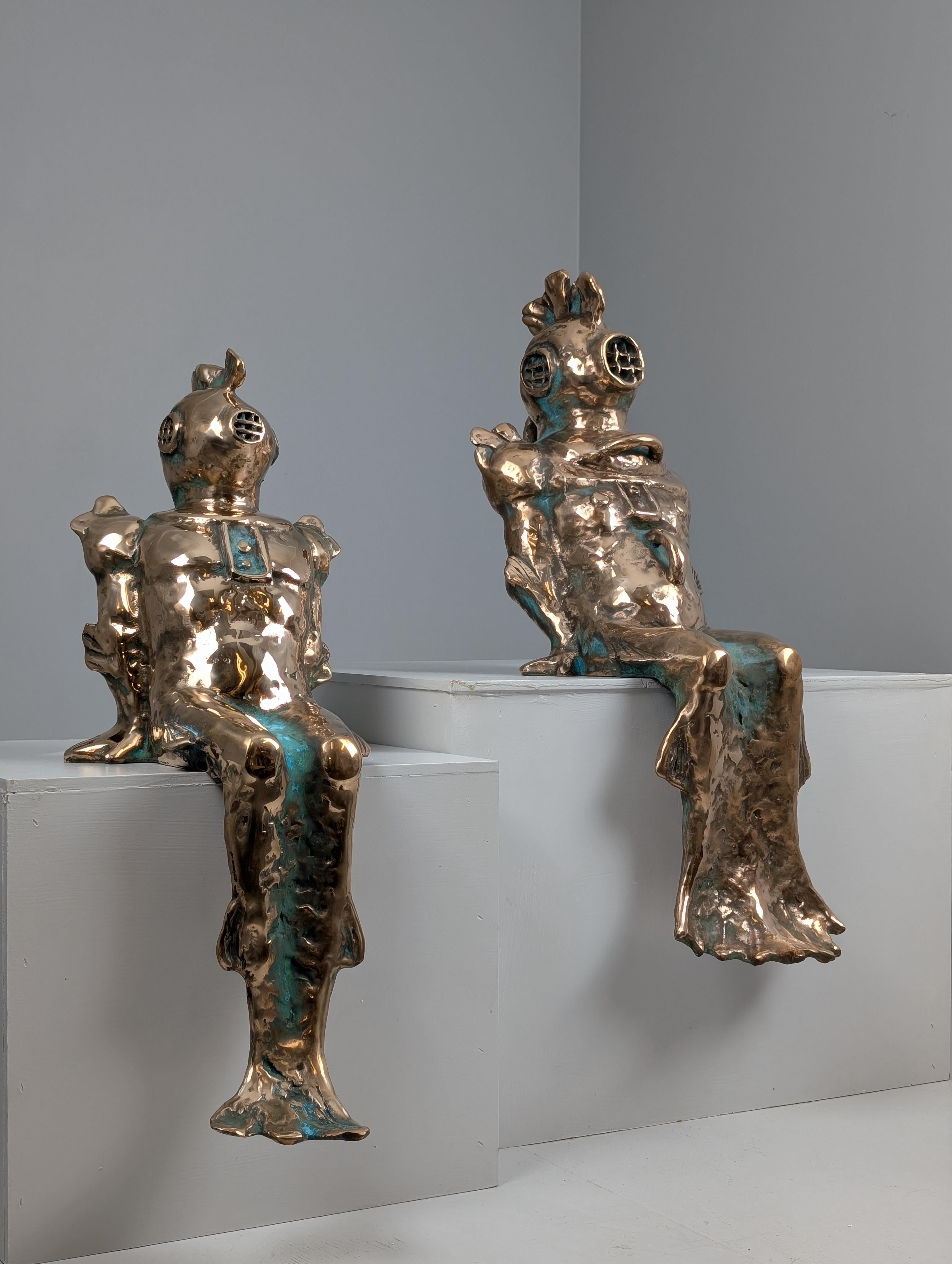 Modernist Futuristic Diver Brass Sculpture, First Born by Sakari Kannosto 2022 in vendita 6