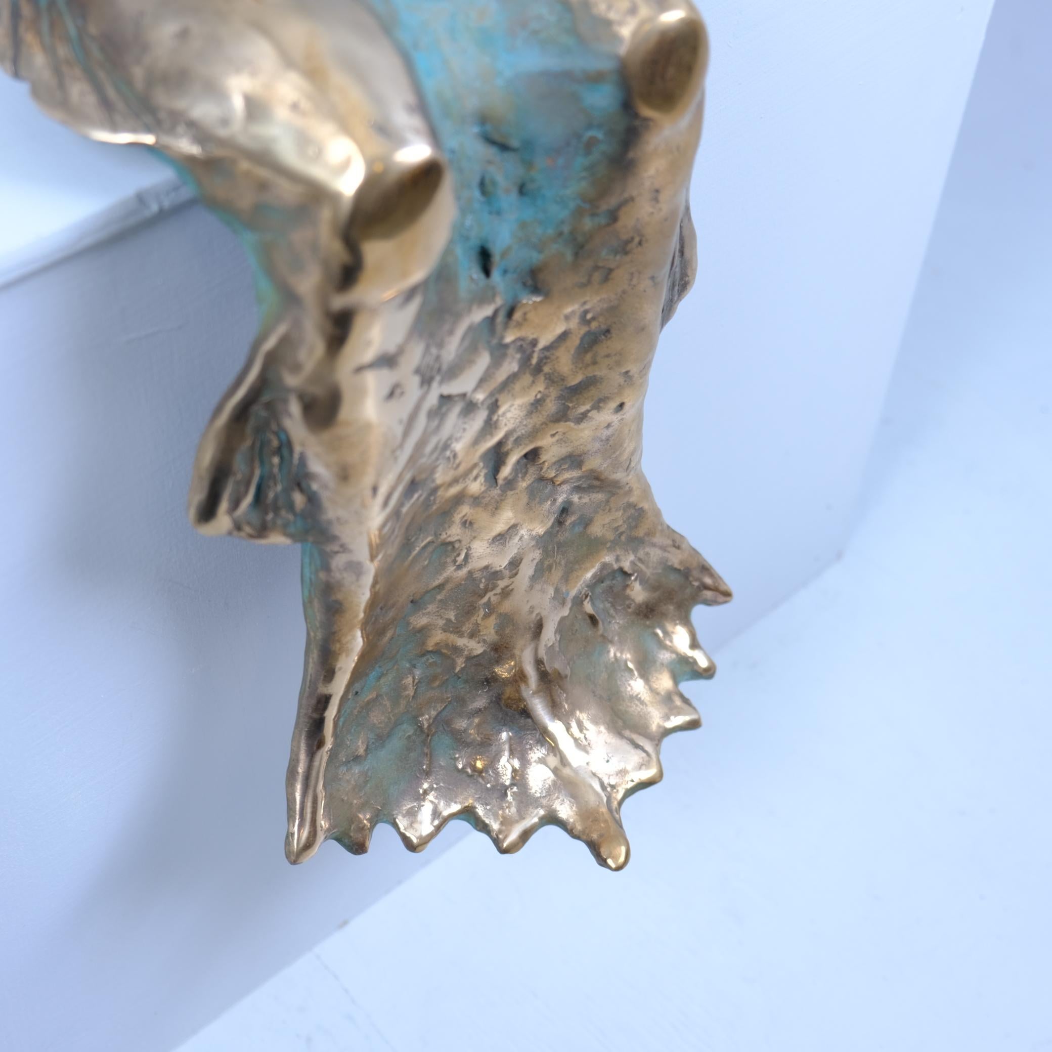 Ottone Modernist Futuristic Diver Brass Sculpture, First Born by Sakari Kannosto 2022 in vendita
