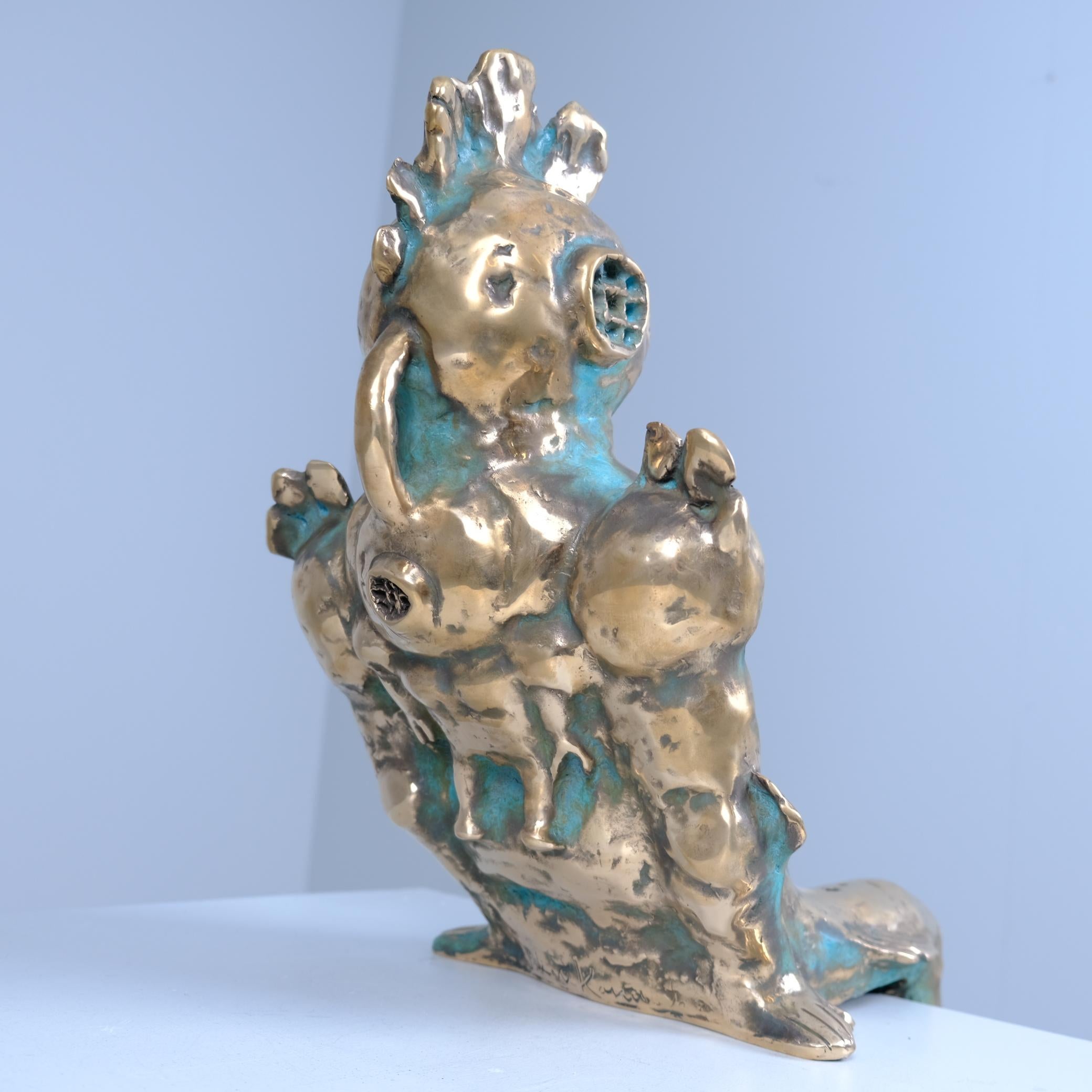 Modernist Futuristic Diver Brass Sculpture, First Born by Sakari Kannosto 2022 in vendita 1