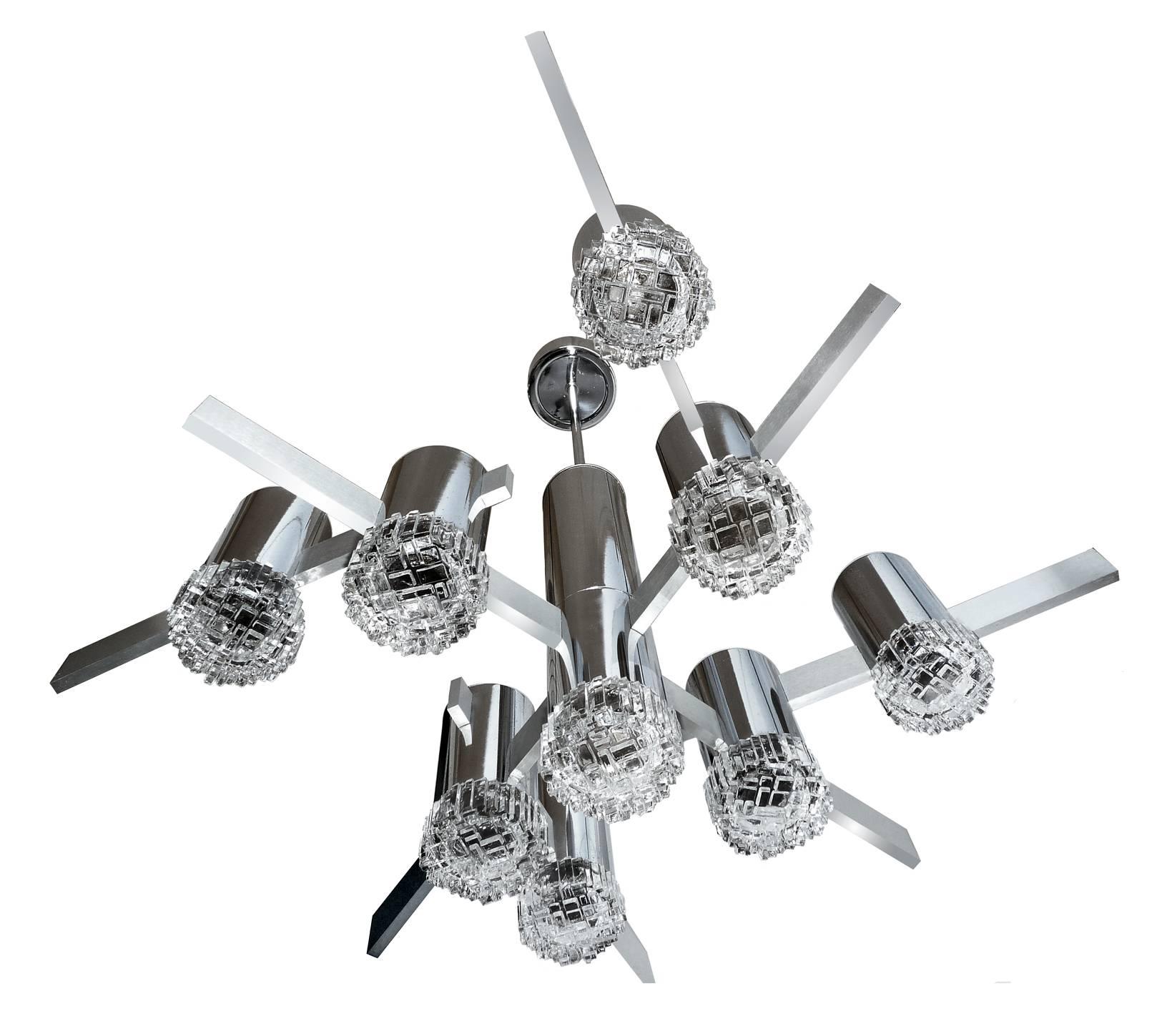 Modernistischer Gaetano Sciolari Skulpturaler Kronleuchter mit neun Lights (Moderne der Mitte des Jahrhunderts) im Angebot