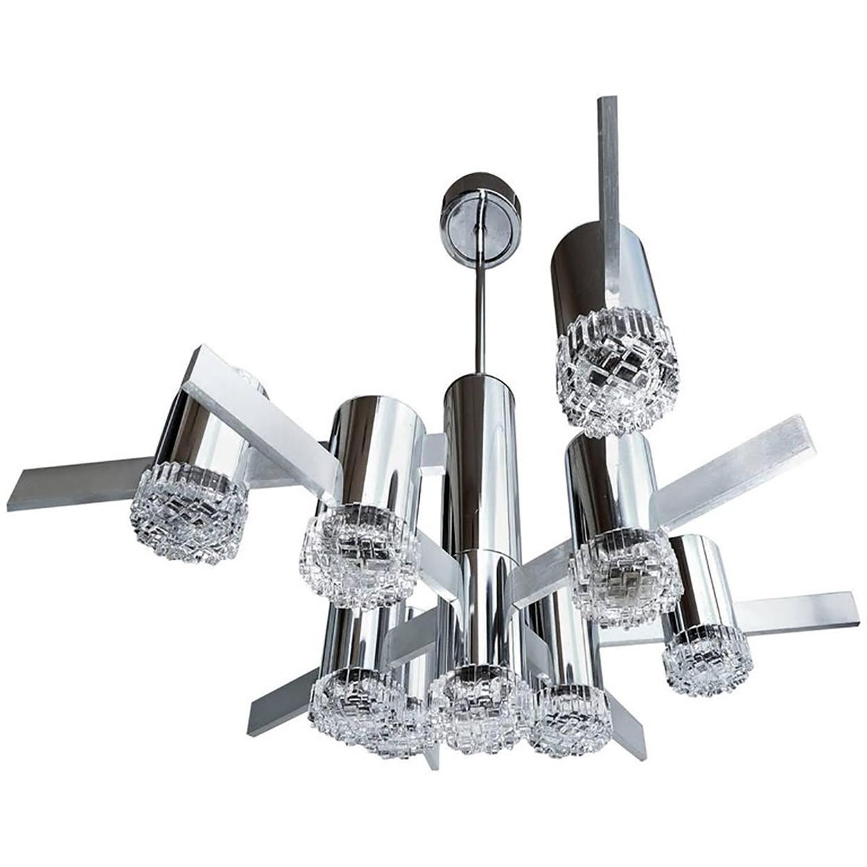 Modernistischer Gaetano Sciolari Skulpturaler Kronleuchter mit neun Lights (Italienisch) im Angebot