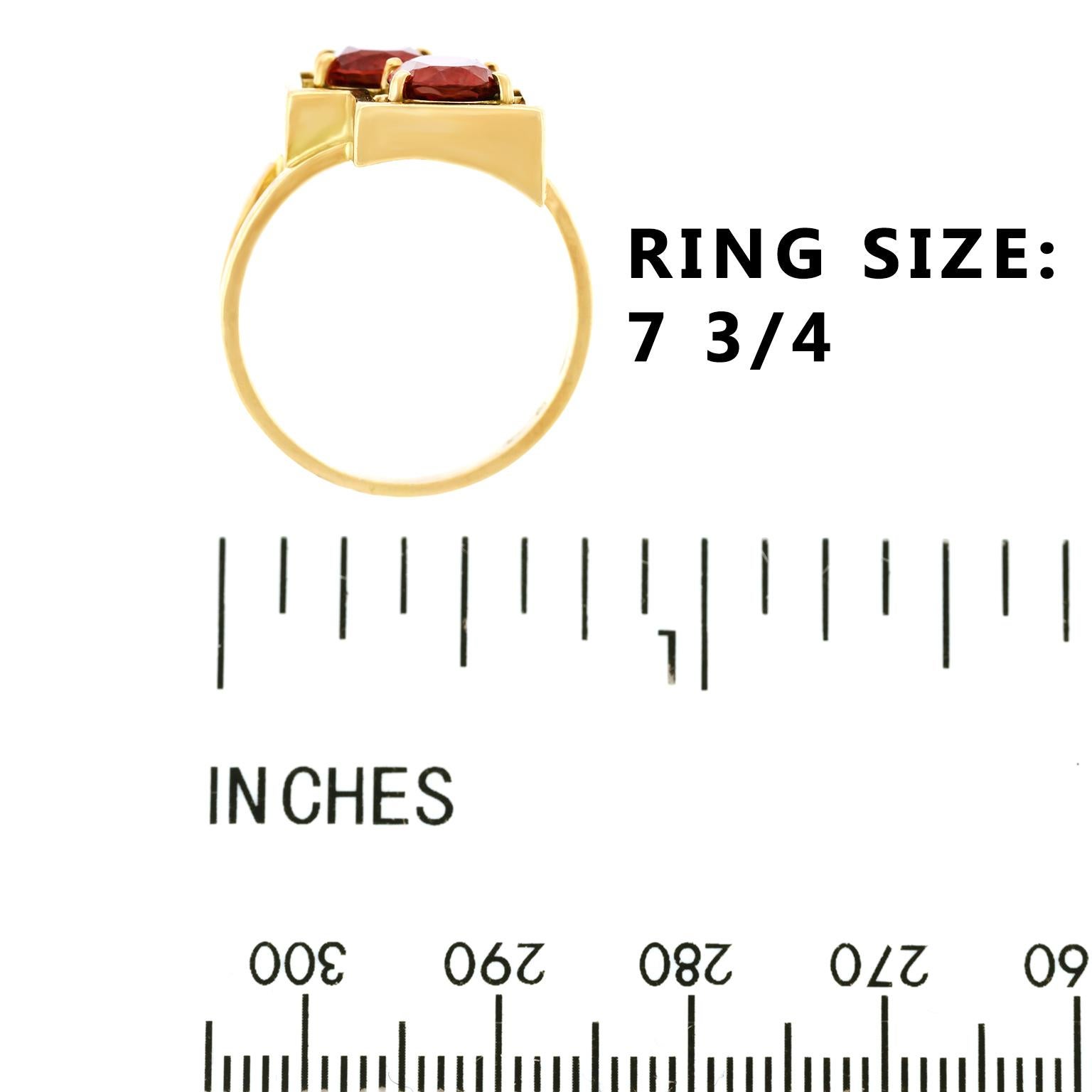 Modernist Garnet Set Gold Ring 2