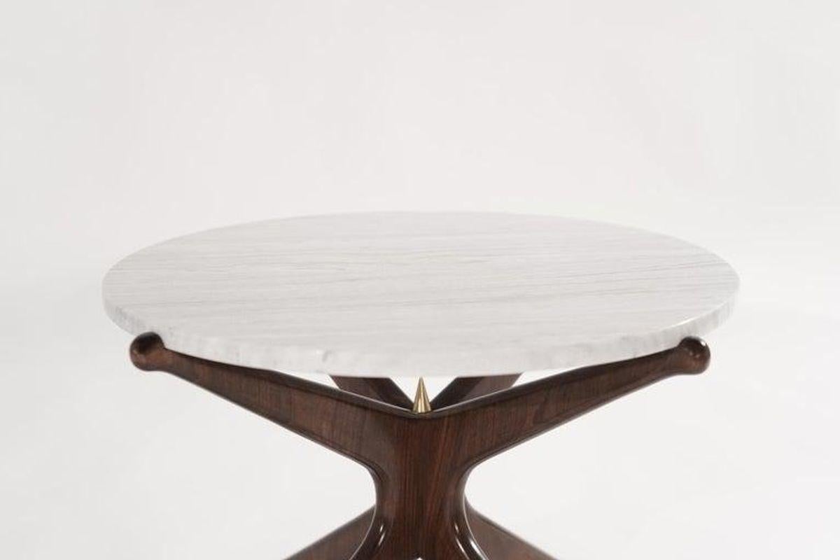 American Modernist Gazelle End Table in Walnut and Marble For Sale