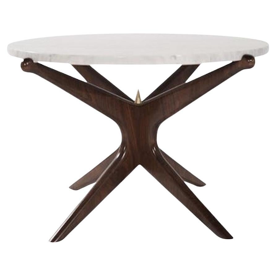 Modernist Gazelle End Table in Walnut and Marble