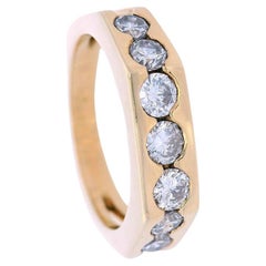 Modernist Geometric 18kt yellow Gold Ring with Diamonds