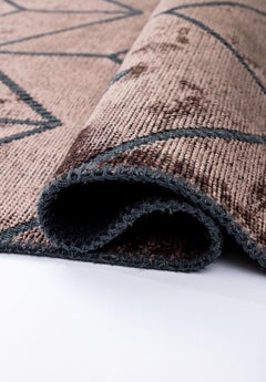 Modernist Geometric Chevron Brown and Charcoal Heavy Pliable Area Rug