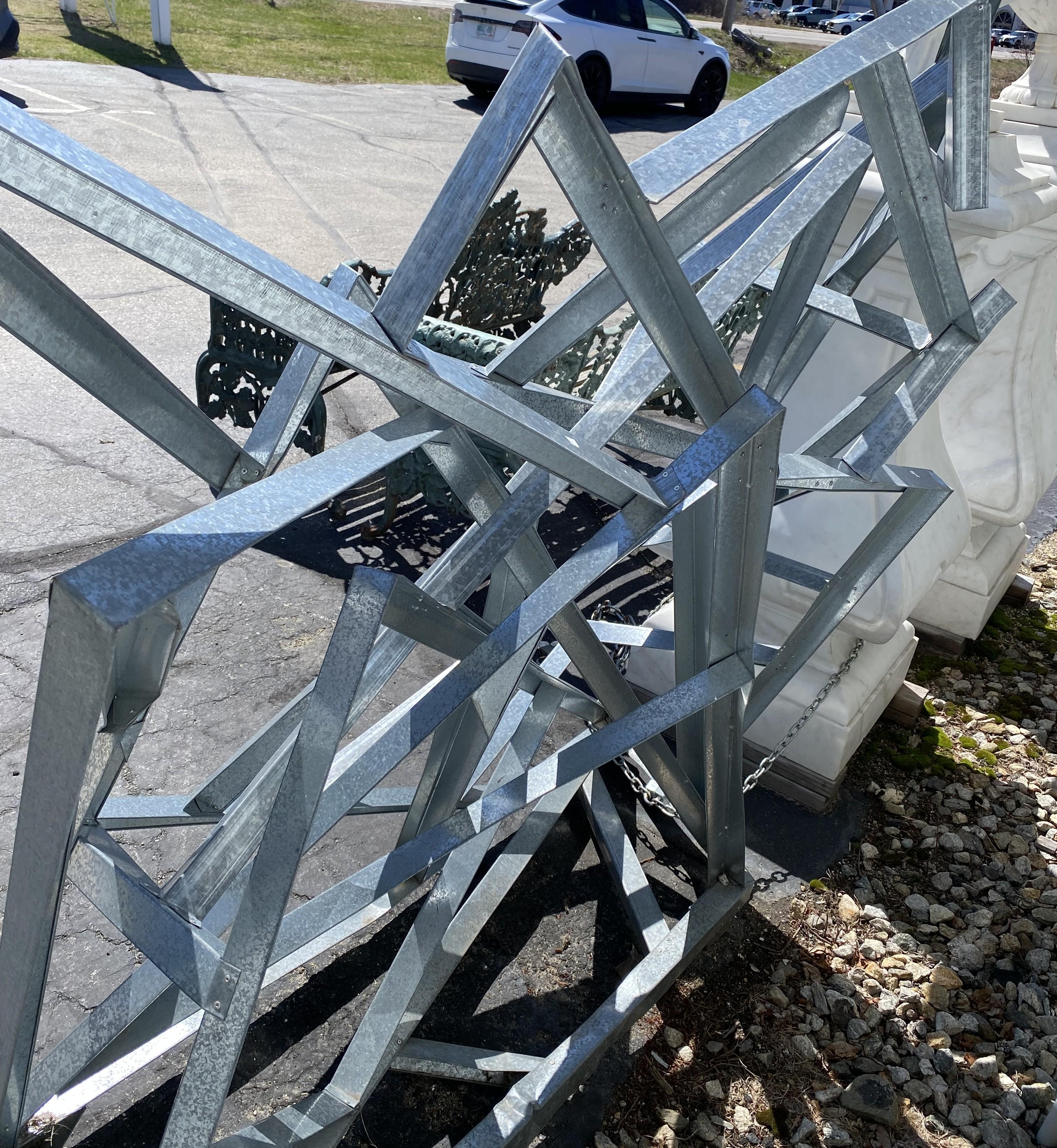 Modernist Geometric Galvanized Metal Outdoor Sculpture For Sale 5