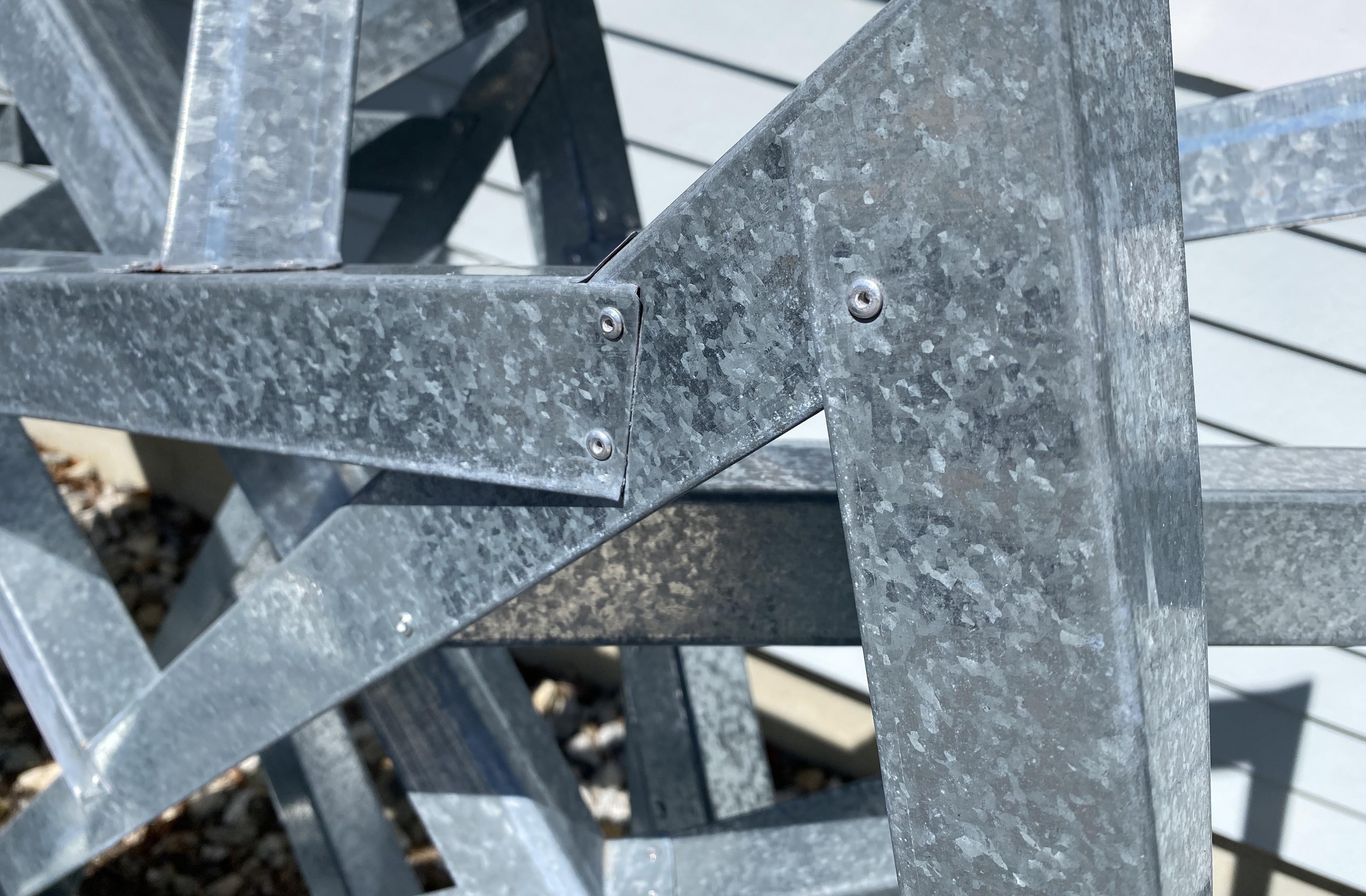 Modernist Geometric Galvanized Metal Outdoor Sculpture For Sale 7