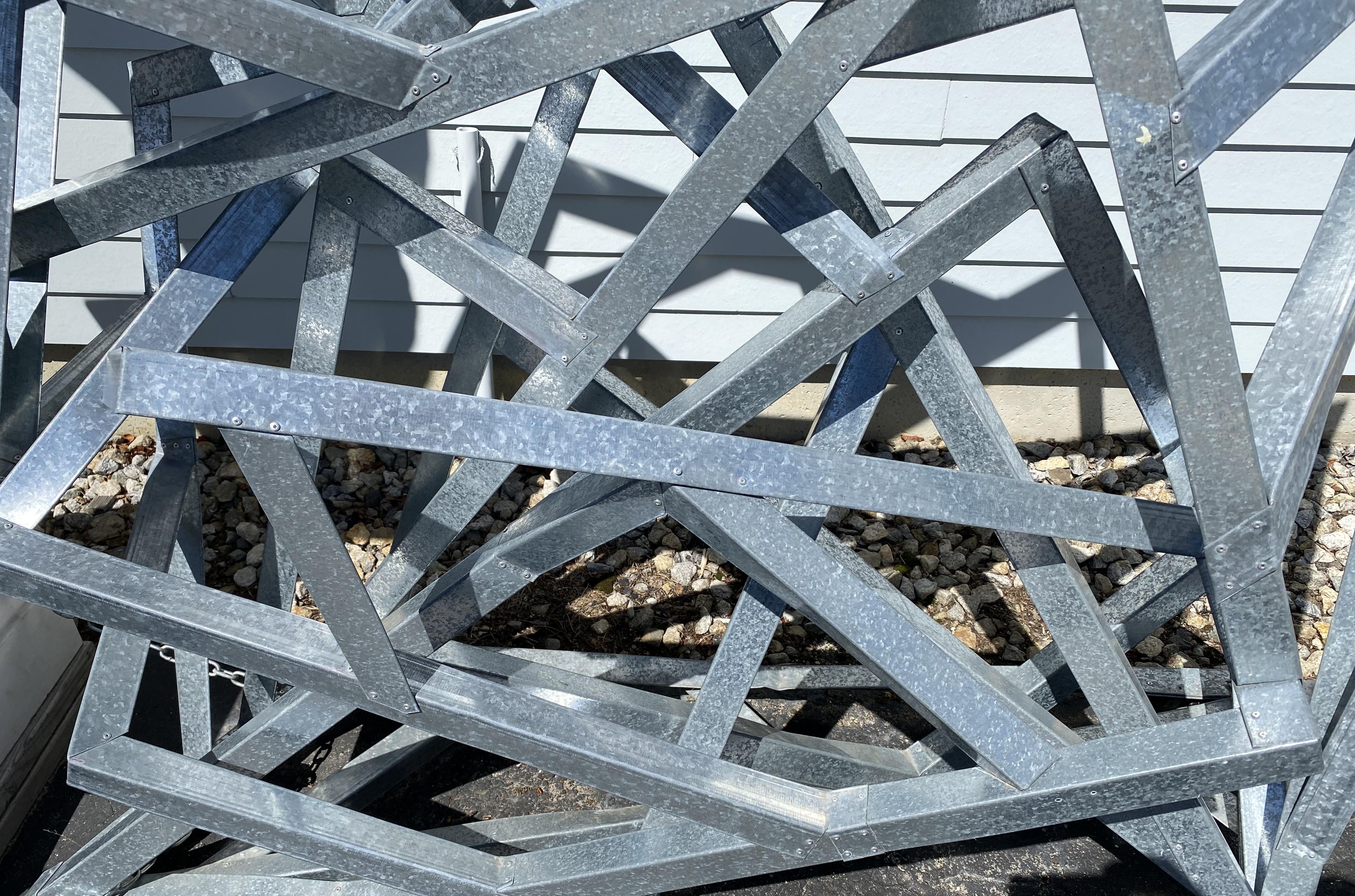 20th Century Modernist Geometric Galvanized Metal Outdoor Sculpture For Sale