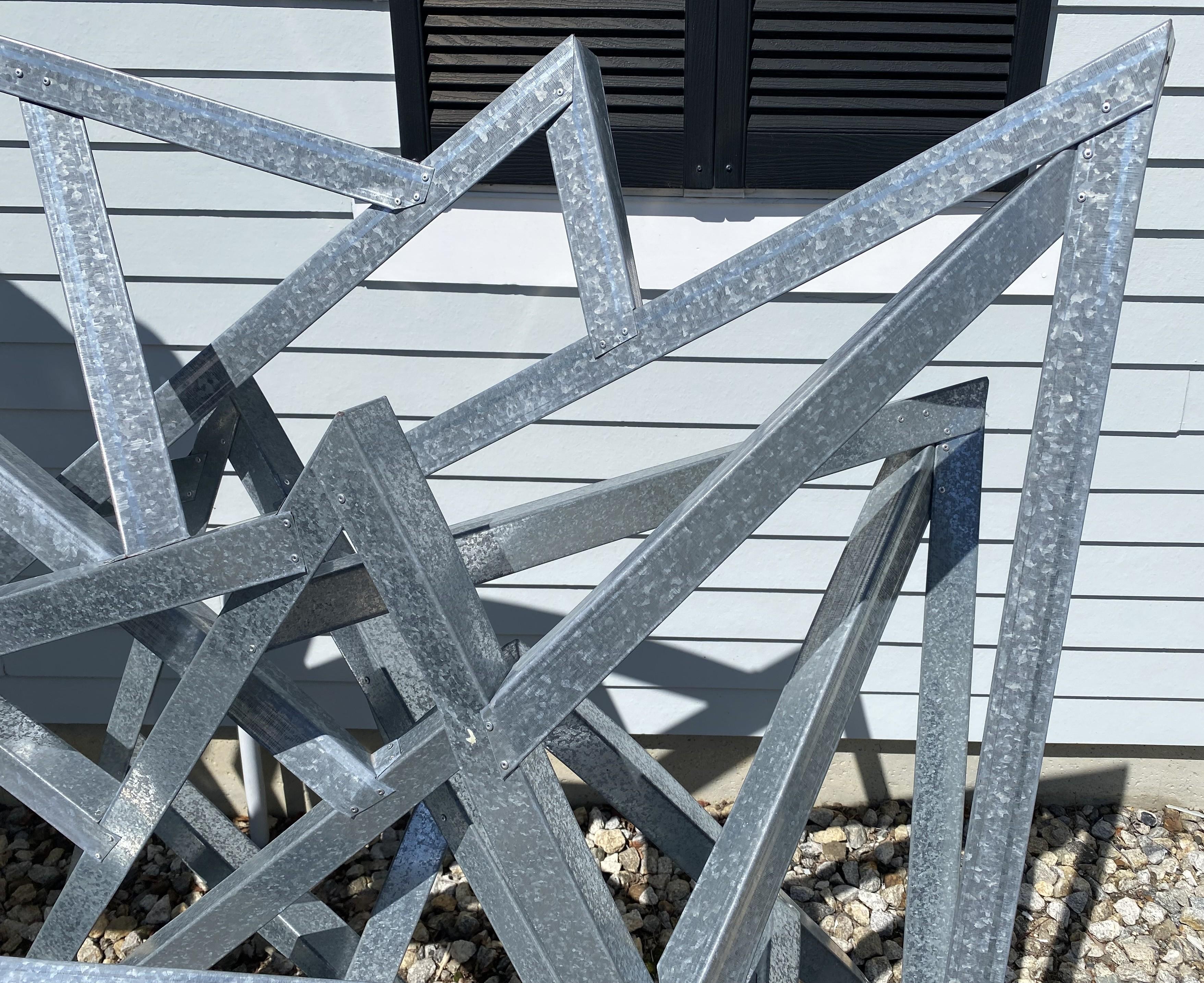 Modernist Geometric Galvanized Metal Outdoor Sculpture For Sale 1