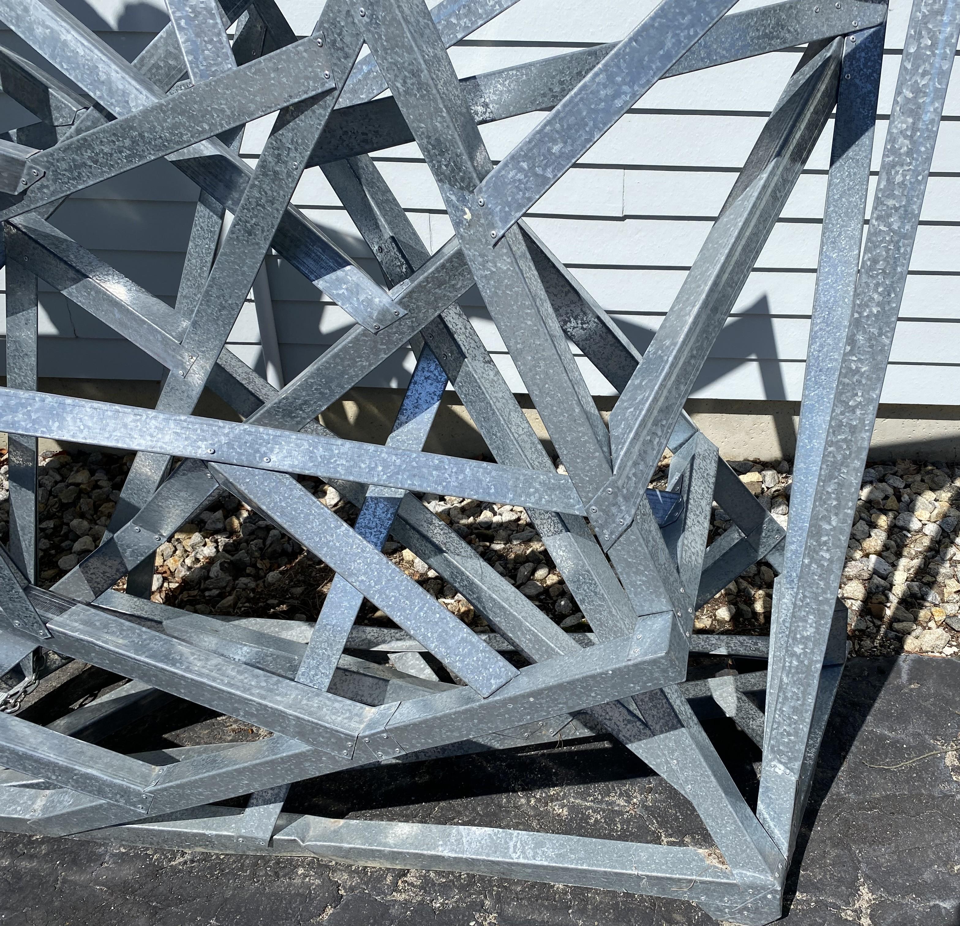 Modernist Geometric Galvanized Metal Outdoor Sculpture For Sale 2