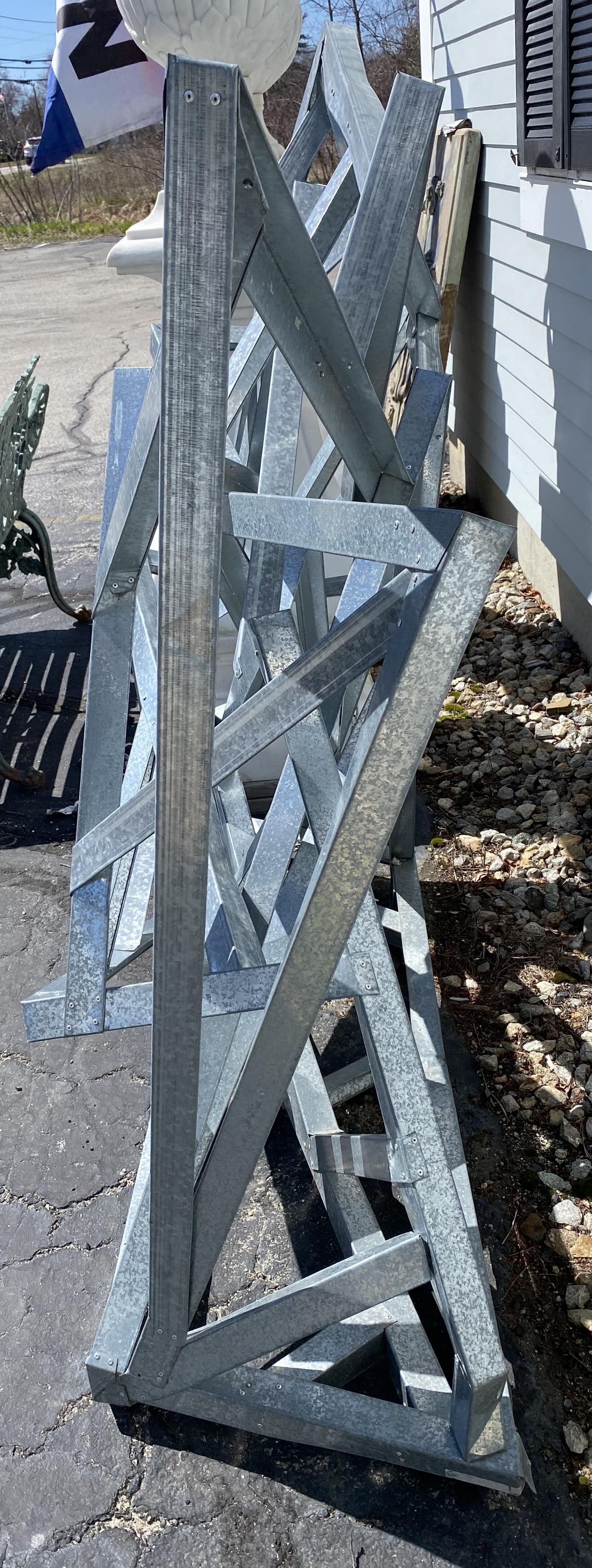 Modernist Geometric Galvanized Metal Outdoor Sculpture For Sale 3