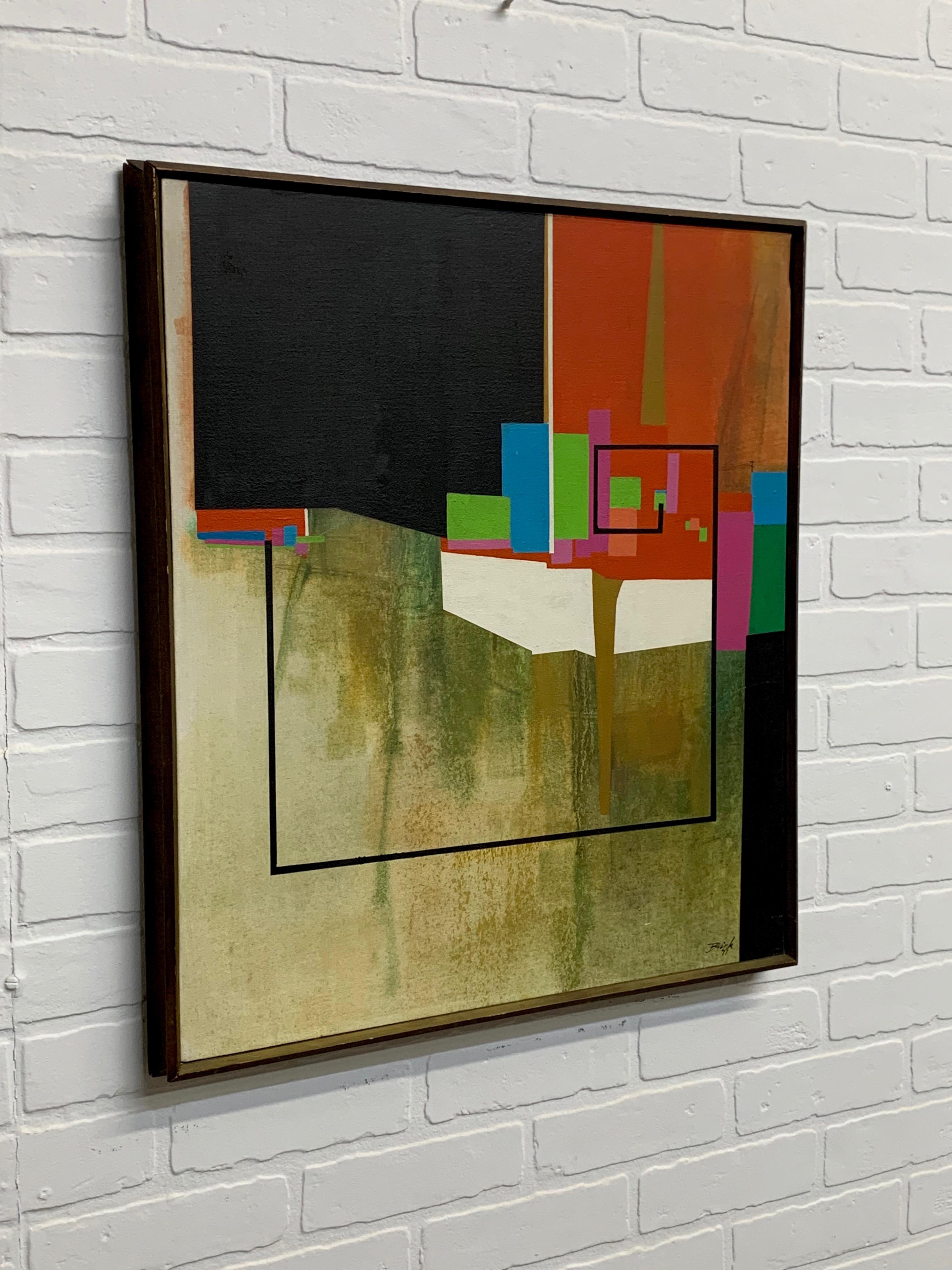 20th Century Modernist Geometric Painting, 1971 For Sale