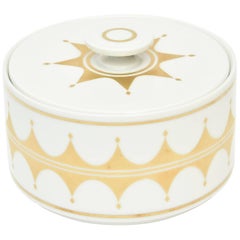 Modernist Geometric Porcelain Two-Part Box with 24-Carat Gold