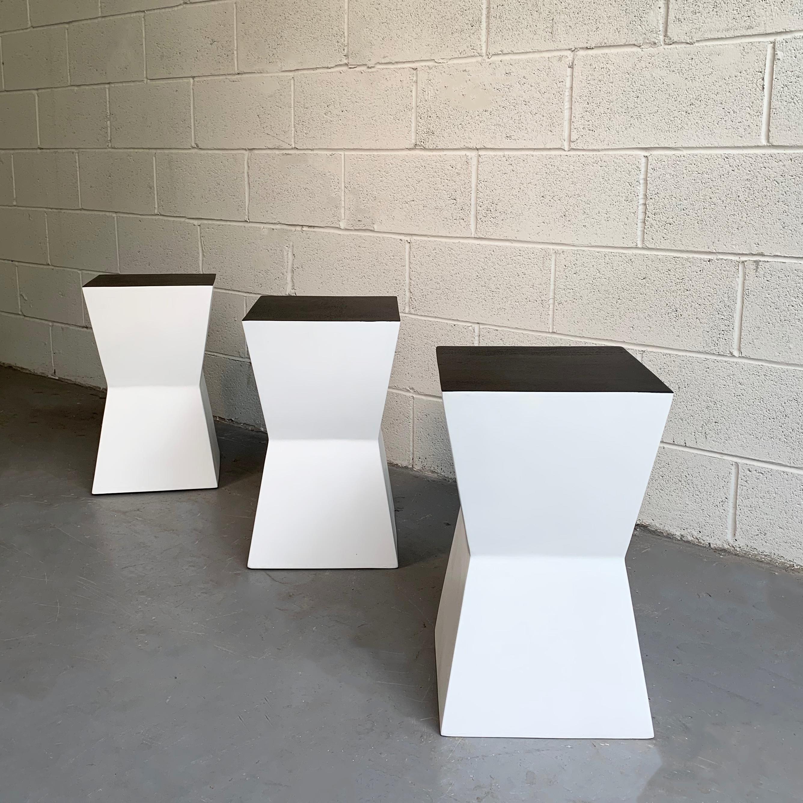 Lacquered Modernist Geometric Stool Stands