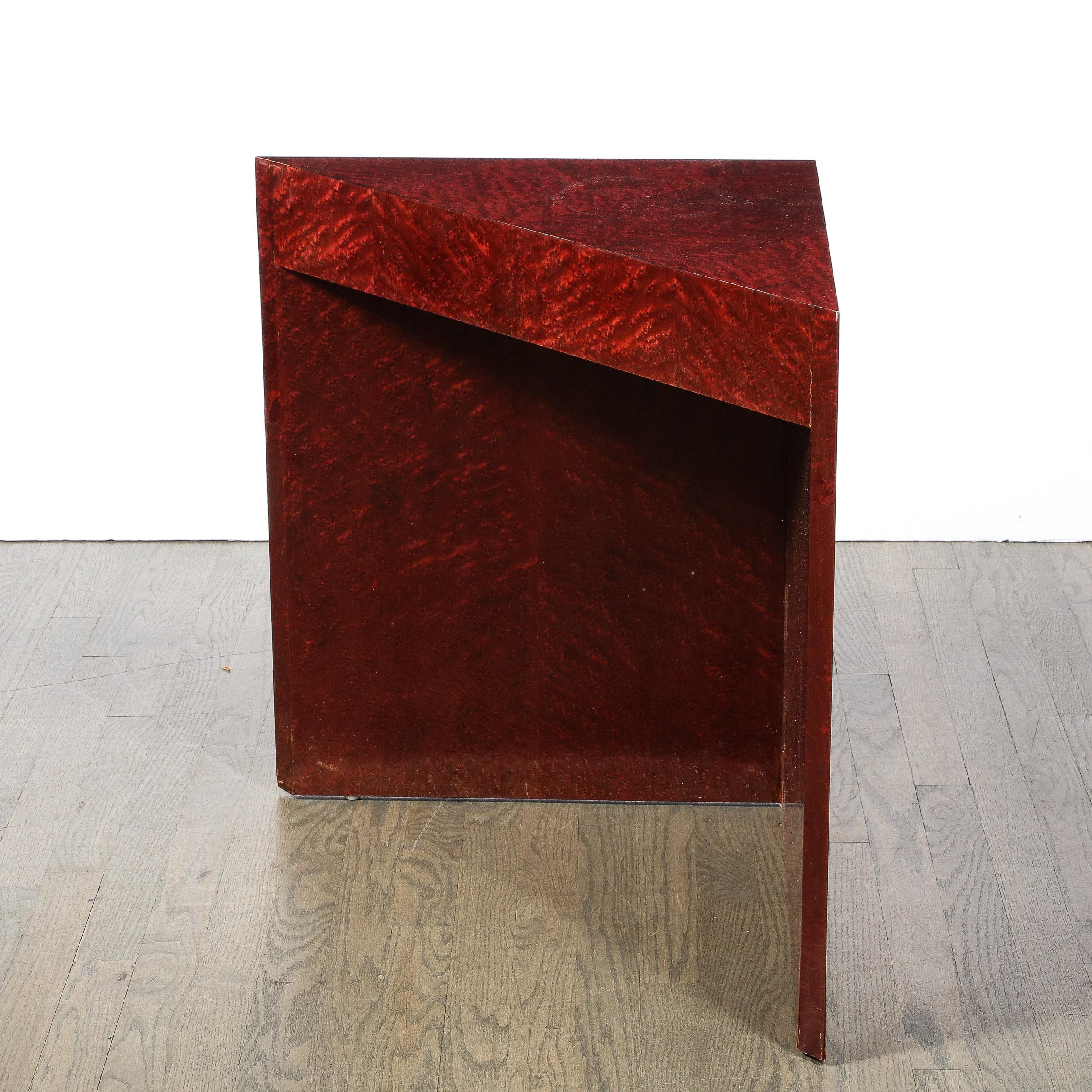 Modernist Geometric Triangular Side/ Accent Table in Burled Walnut by Pace In Excellent Condition For Sale In New York, NY
