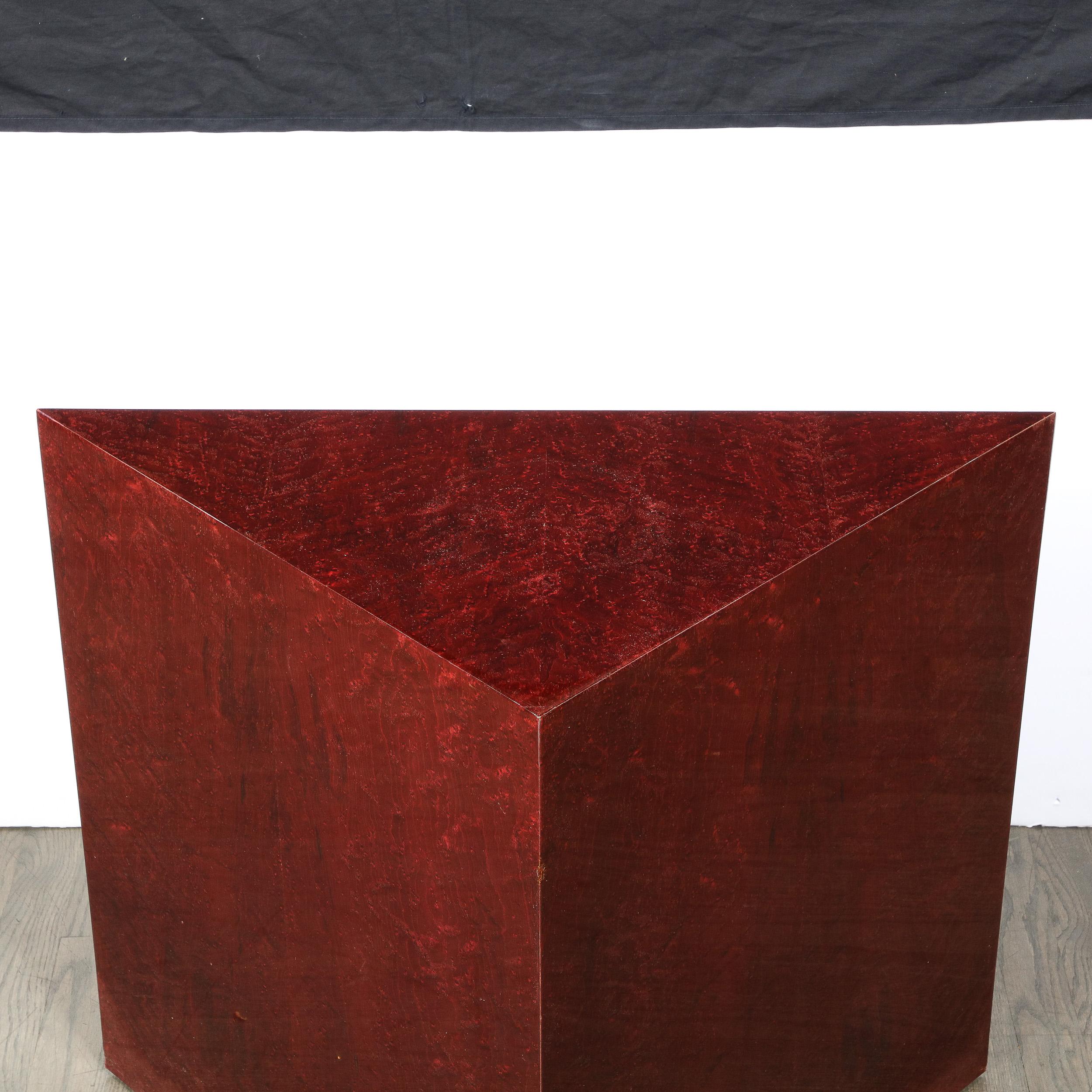 Modernist Geometric Triangular Side/ Accent Table in Burled Walnut by Pace For Sale 4