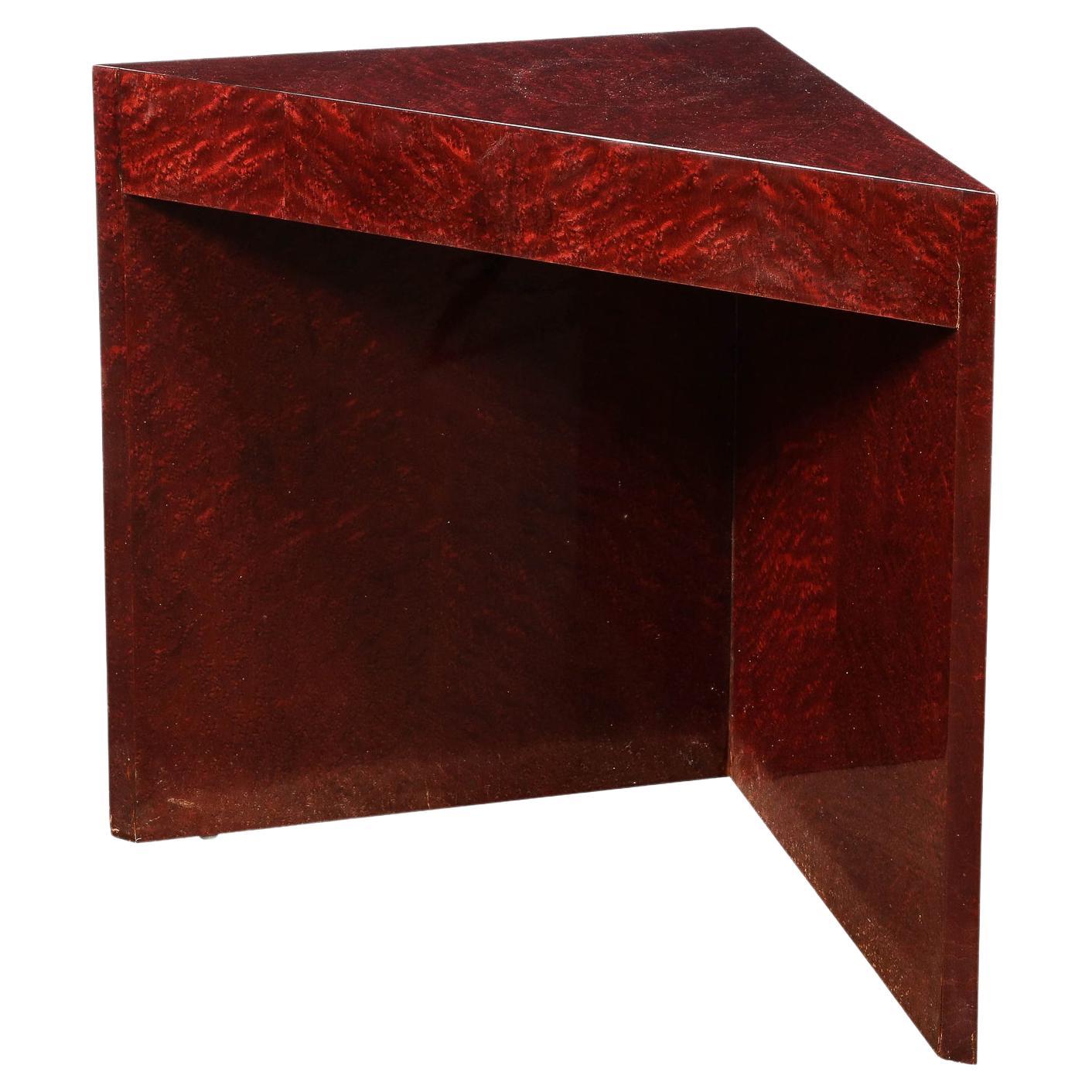 Modernist Geometric Triangular Side/ Accent Table in Burled Walnut by Pace