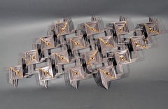 Modernist Geometric Wall Sculpture, Signed Ron Schmidt