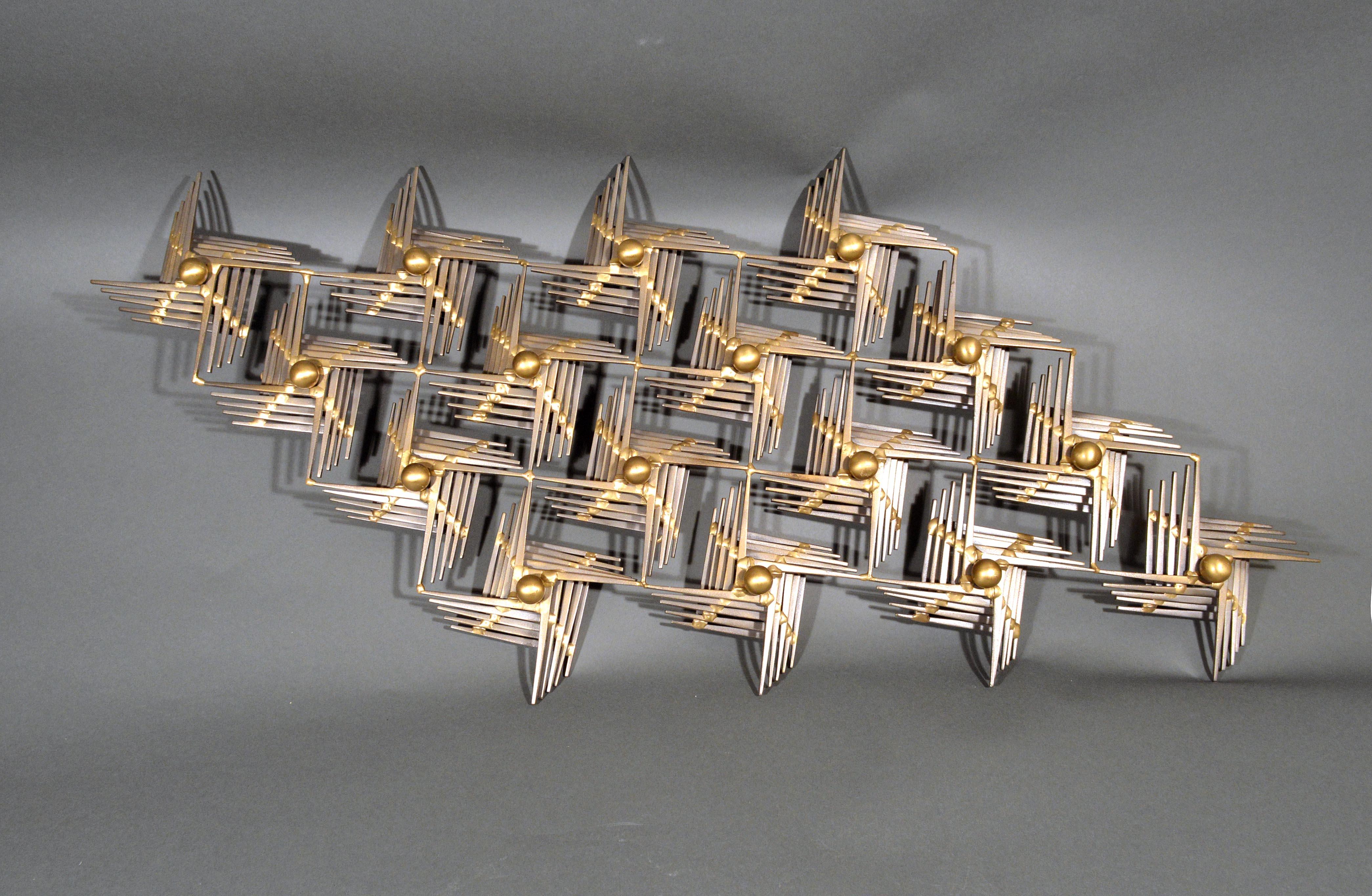 Modernist Geometric Wall Sculpture, Signed Ron Schmidt In Good Condition In Downingtown, PA