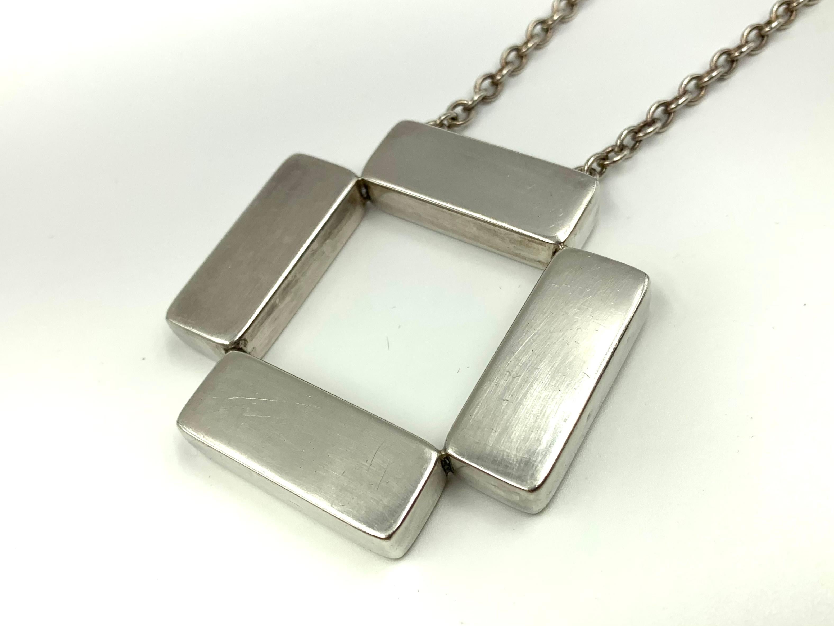 Modernist Georg Jensen Astrid Fog Large Sterling Silver Cross Bars Necklace For Sale 3