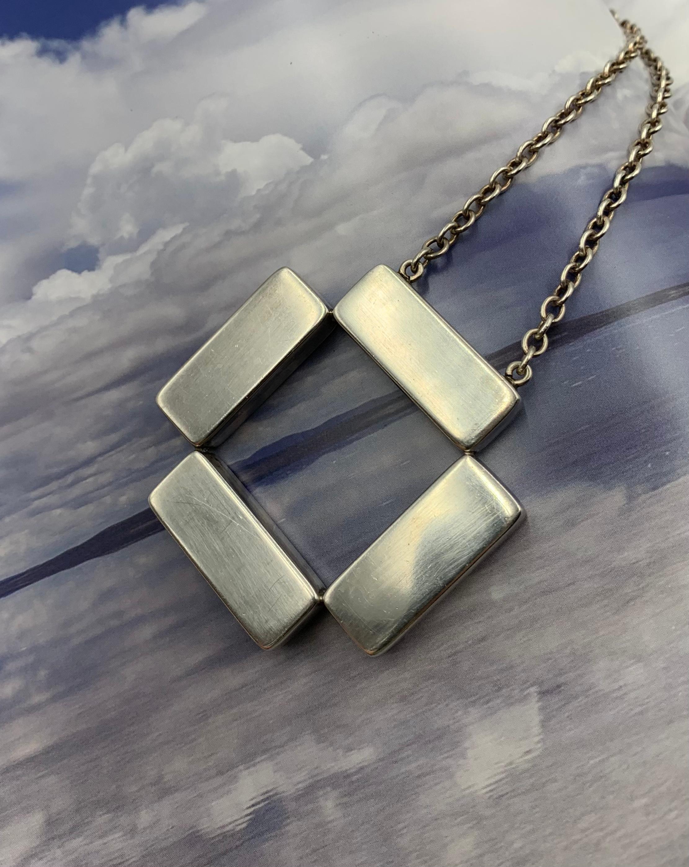 Modernist Georg Jensen Astrid Fog Large Sterling Silver Cross Bars Necklace For Sale 4