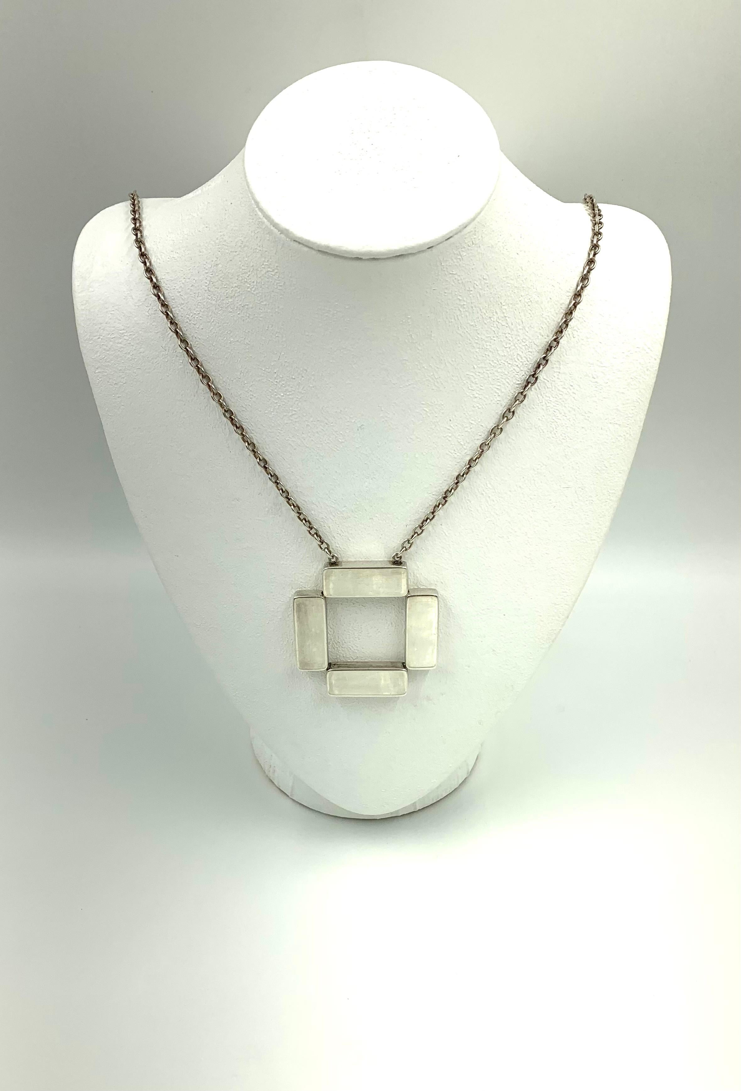 Modernist Georg Jensen Astrid Fog Large Sterling Silver Cross Bars Necklace For Sale 5