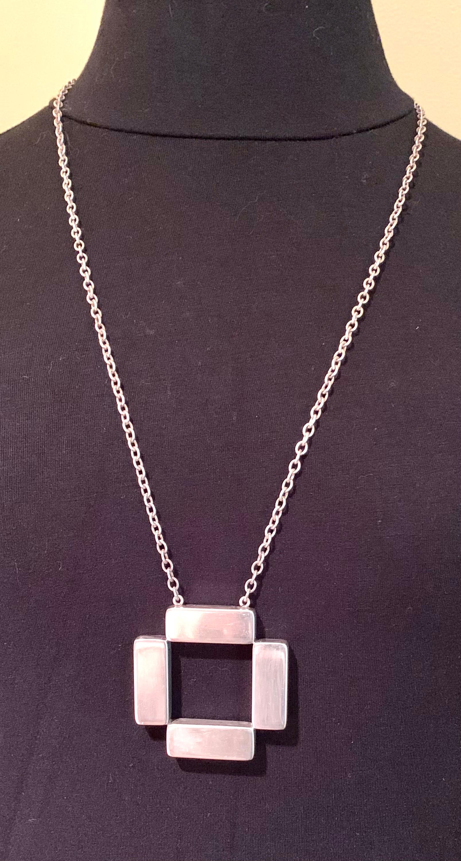 Modernist Georg Jensen Astrid Fog Large Sterling Silver Cross Bars Necklace For Sale 6