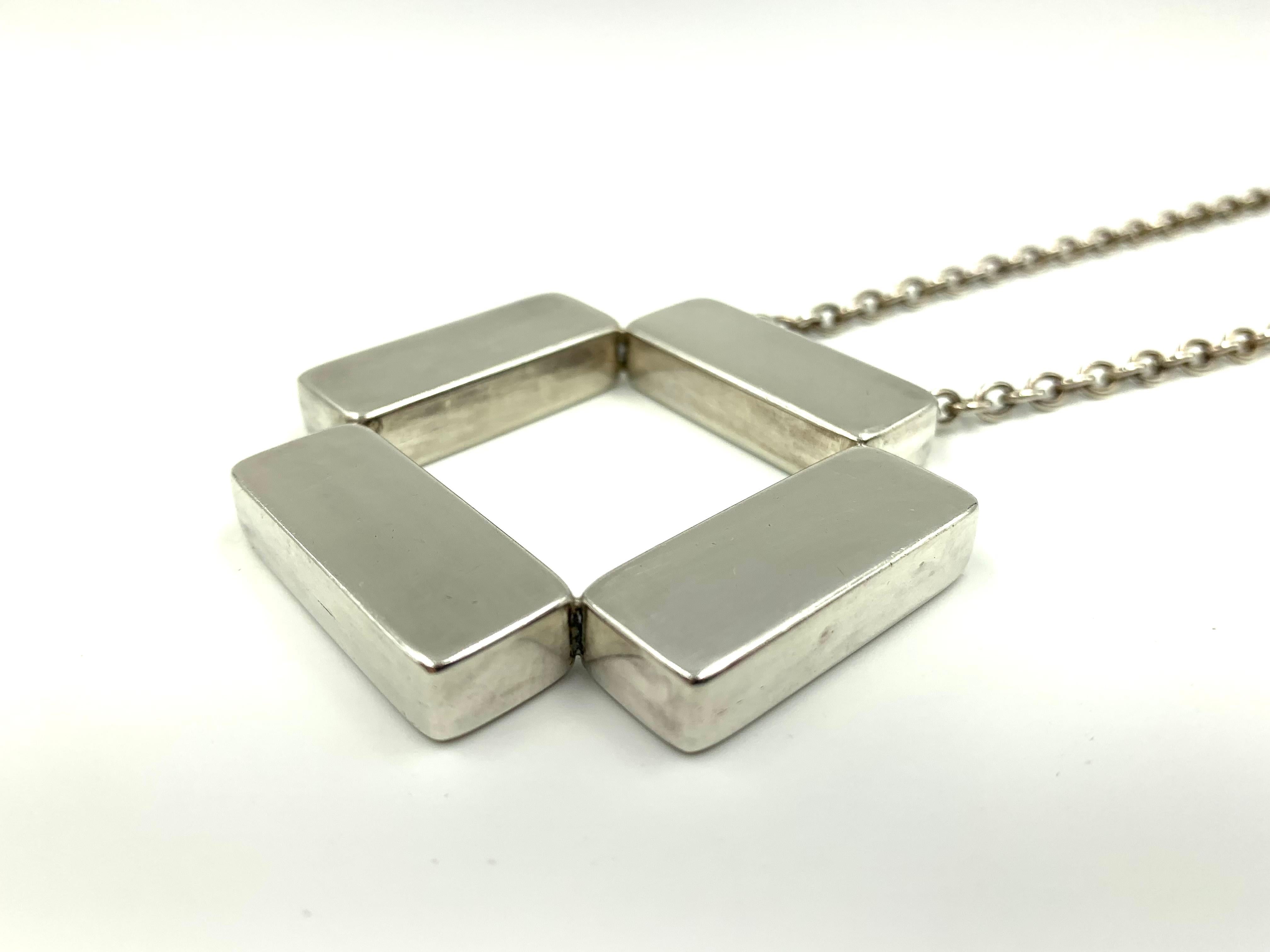 Modernist Georg Jensen Astrid Fog Large Sterling Silver Cross Bars Necklace For Sale 2