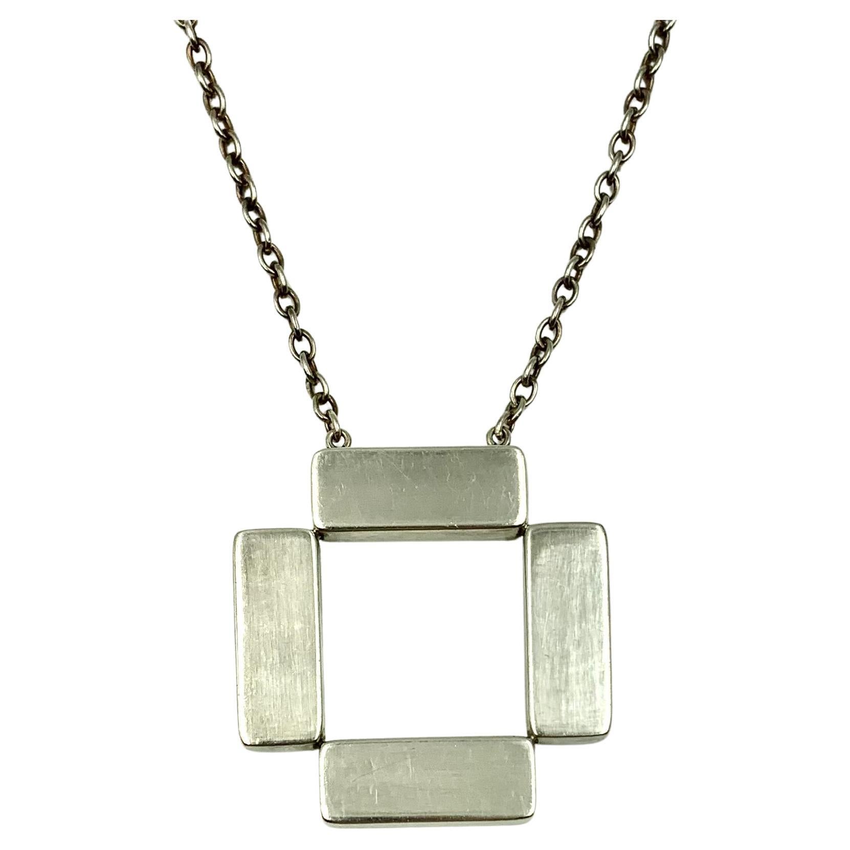 Modernist Georg Jensen Astrid Fog Large Sterling Silver Cross Bars Necklace For Sale