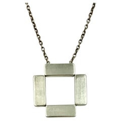 Modernist Georg Jensen Astrid Fog Large Sterling Silver Cross Bars Necklace