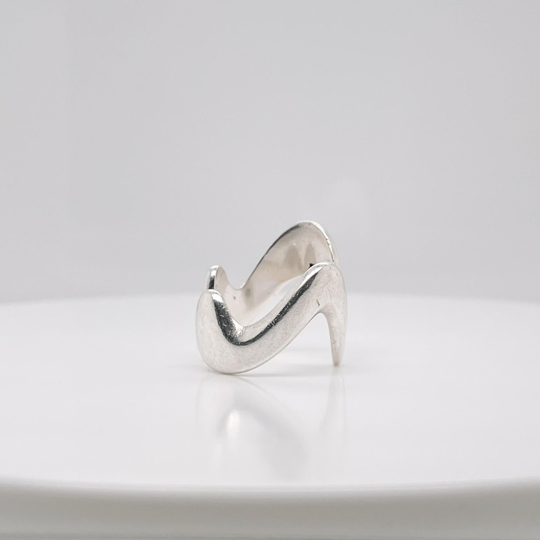 Women's or Men's Modernist Georg Jensen Sterling Silver Ring Model No. A 77 B by Ole Ishøj For Sale