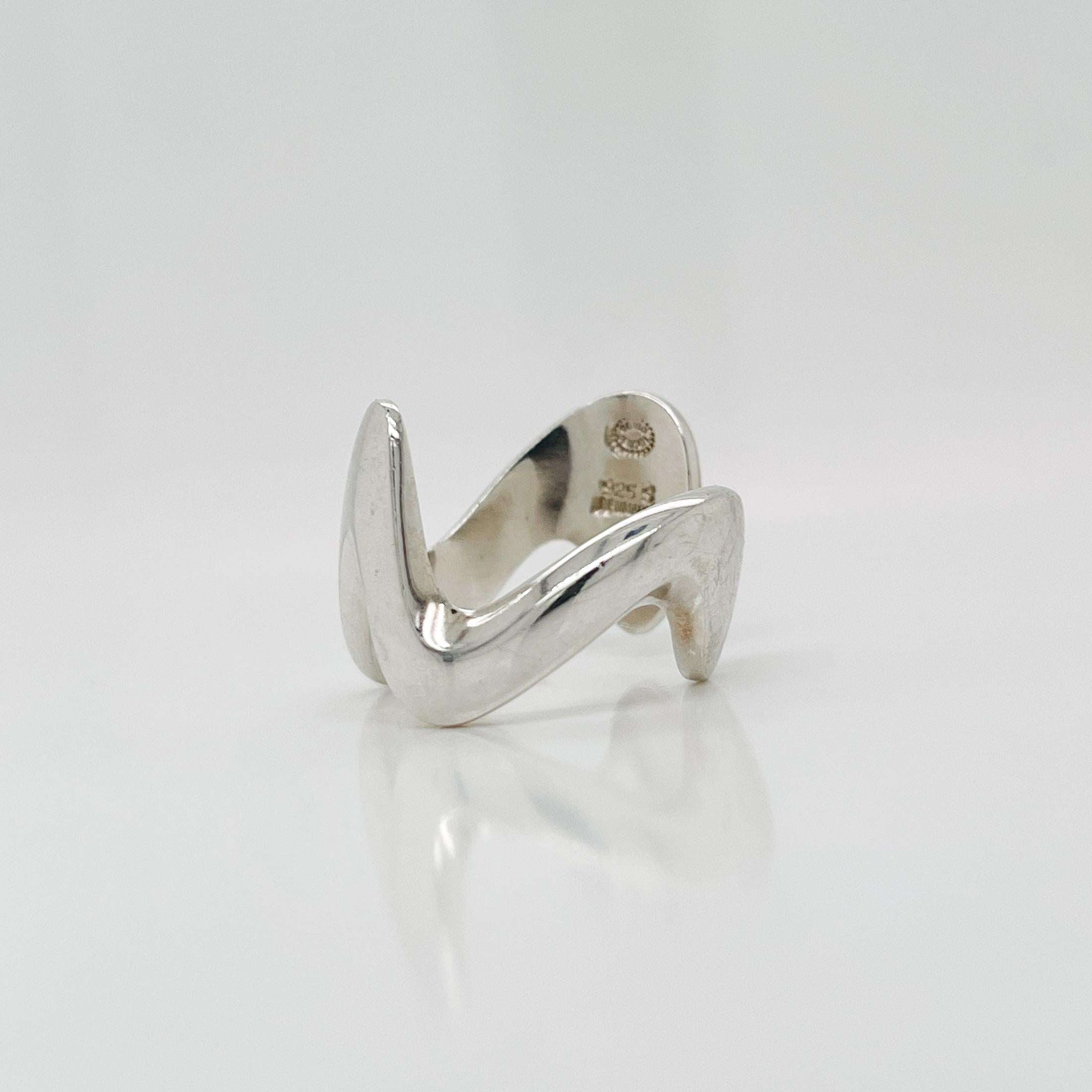 Modernist Georg Jensen Sterling Silver Ring Model No. A 77 C by Ole Ishøj For Sale 1