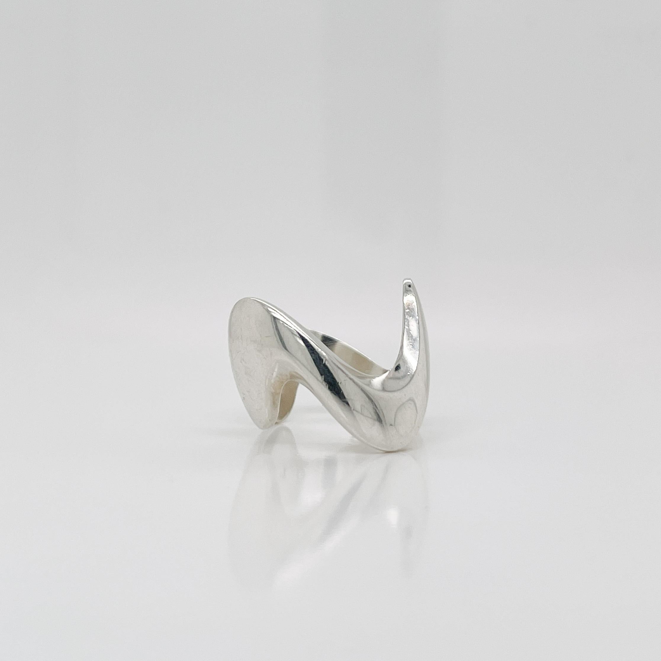 Women's or Men's Modernist Georg Jensen Sterling Silver Ring Model No. A 77 C by Ole Ishøj For Sale