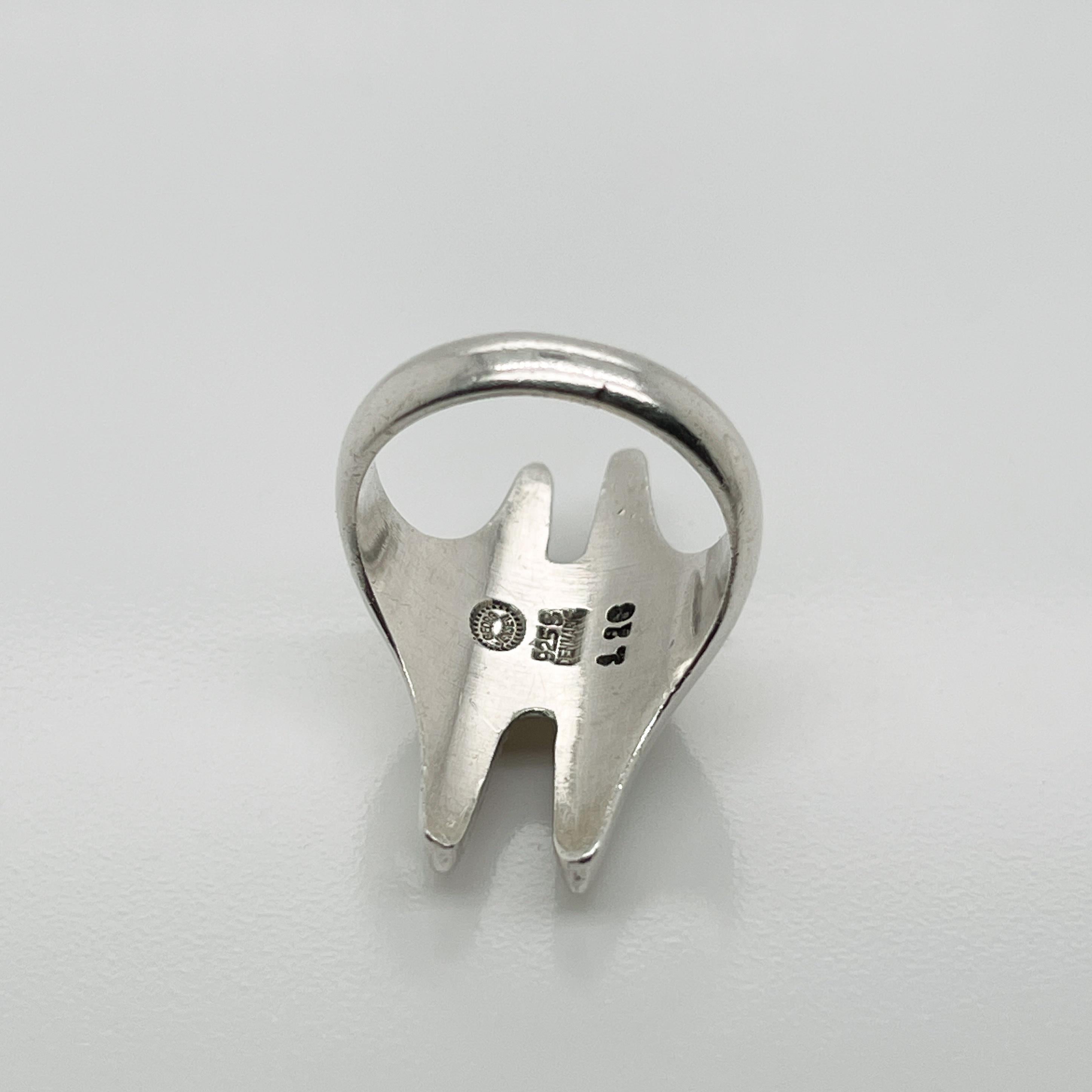 Women's or Men's Modernist Georg Jensen Sterling Silver Ring No. 126 by Henning Koppel For Sale