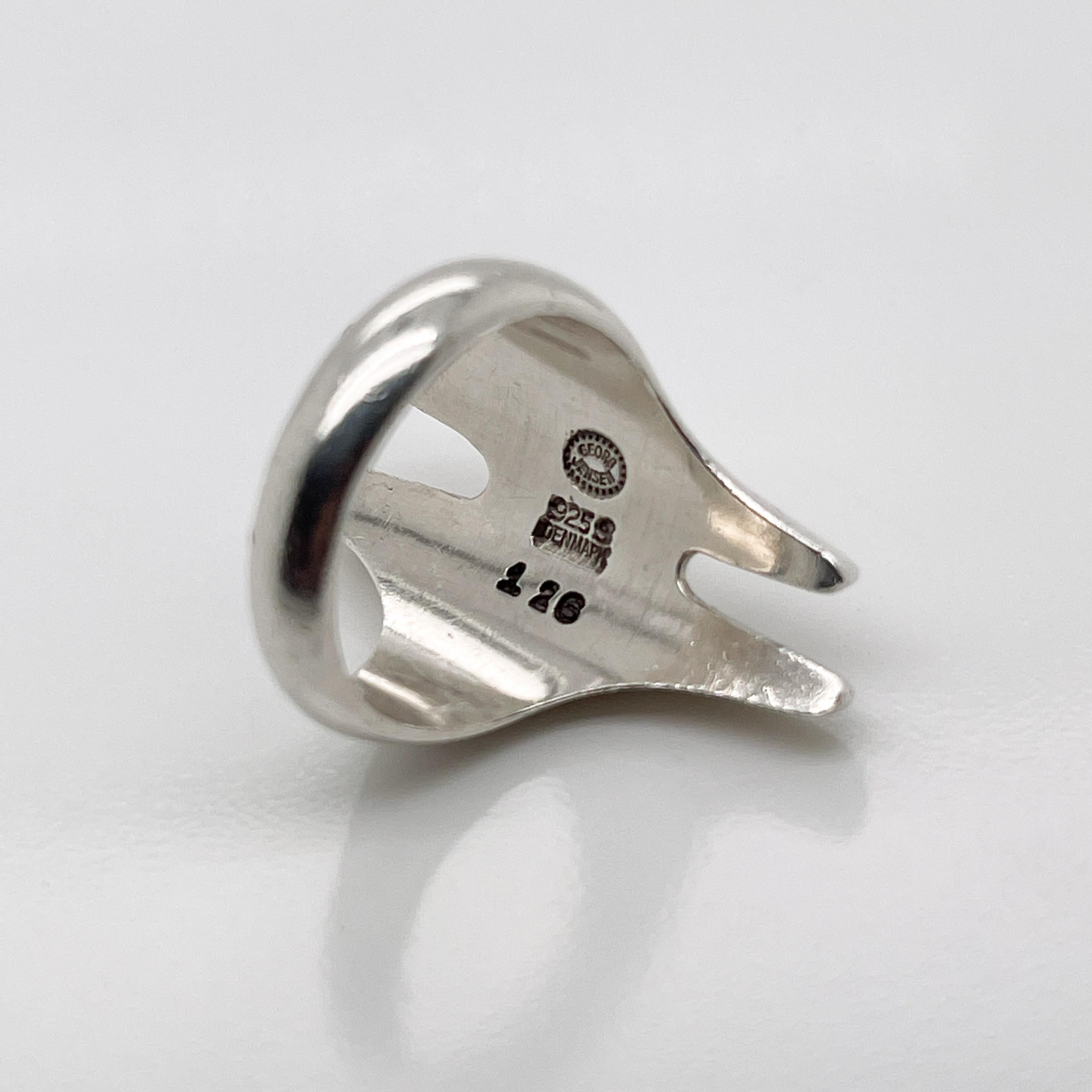 Modernist Georg Jensen Sterling Silver Ring No. 126 by Henning Koppel For Sale 1