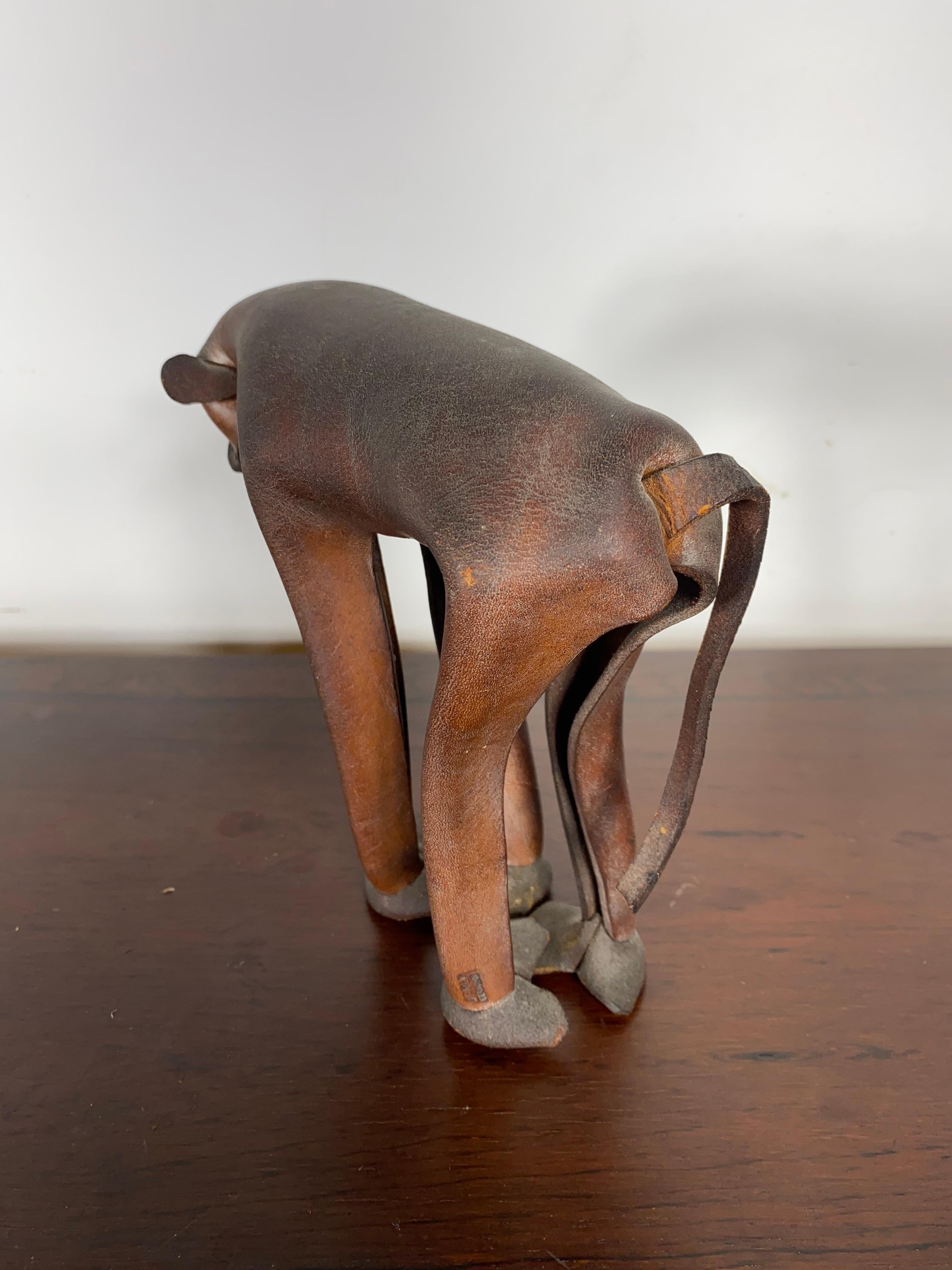 Hand-Crafted Modernist German Leather Monkey by Deru For Sale