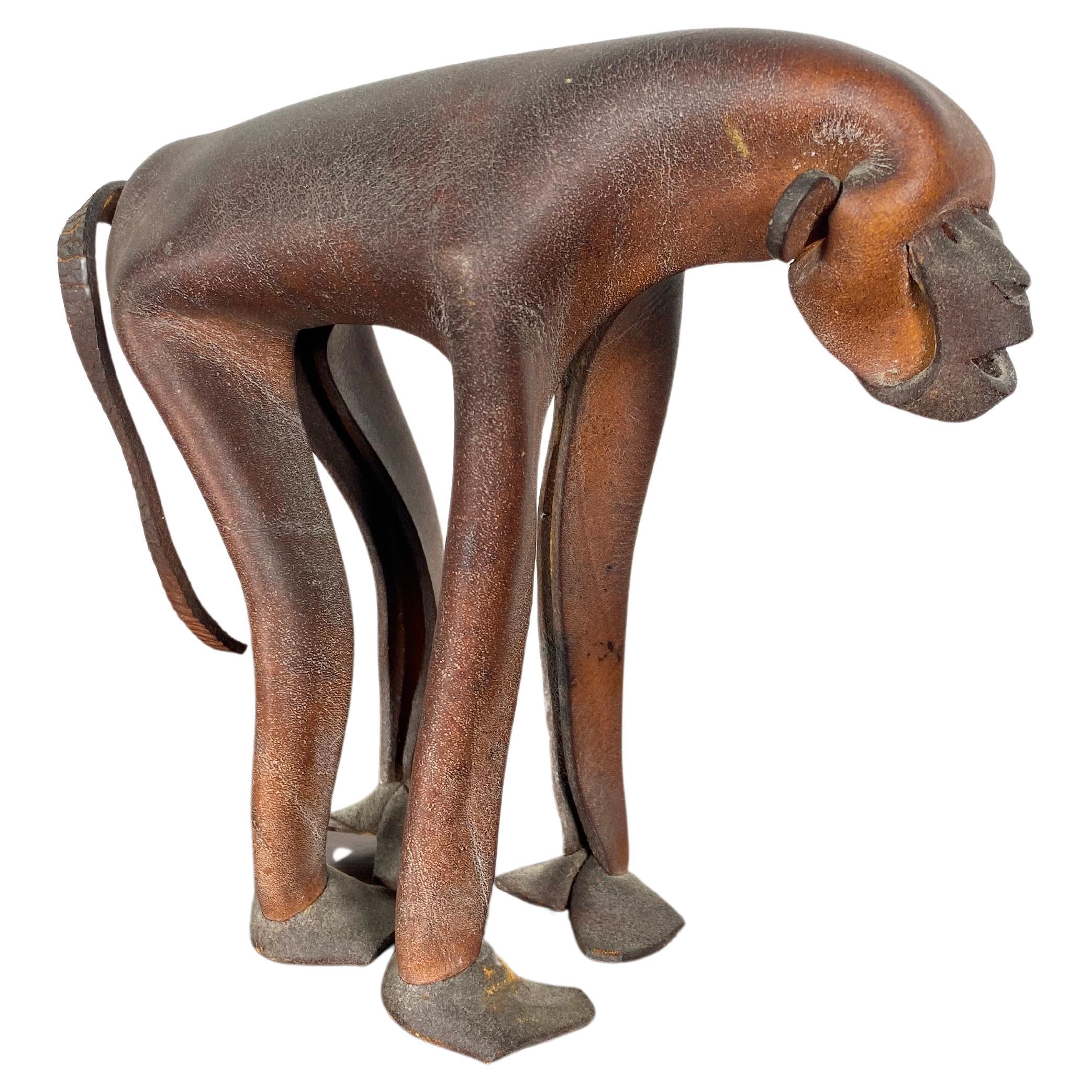 Modernist German Leather Monkey by Deru For Sale