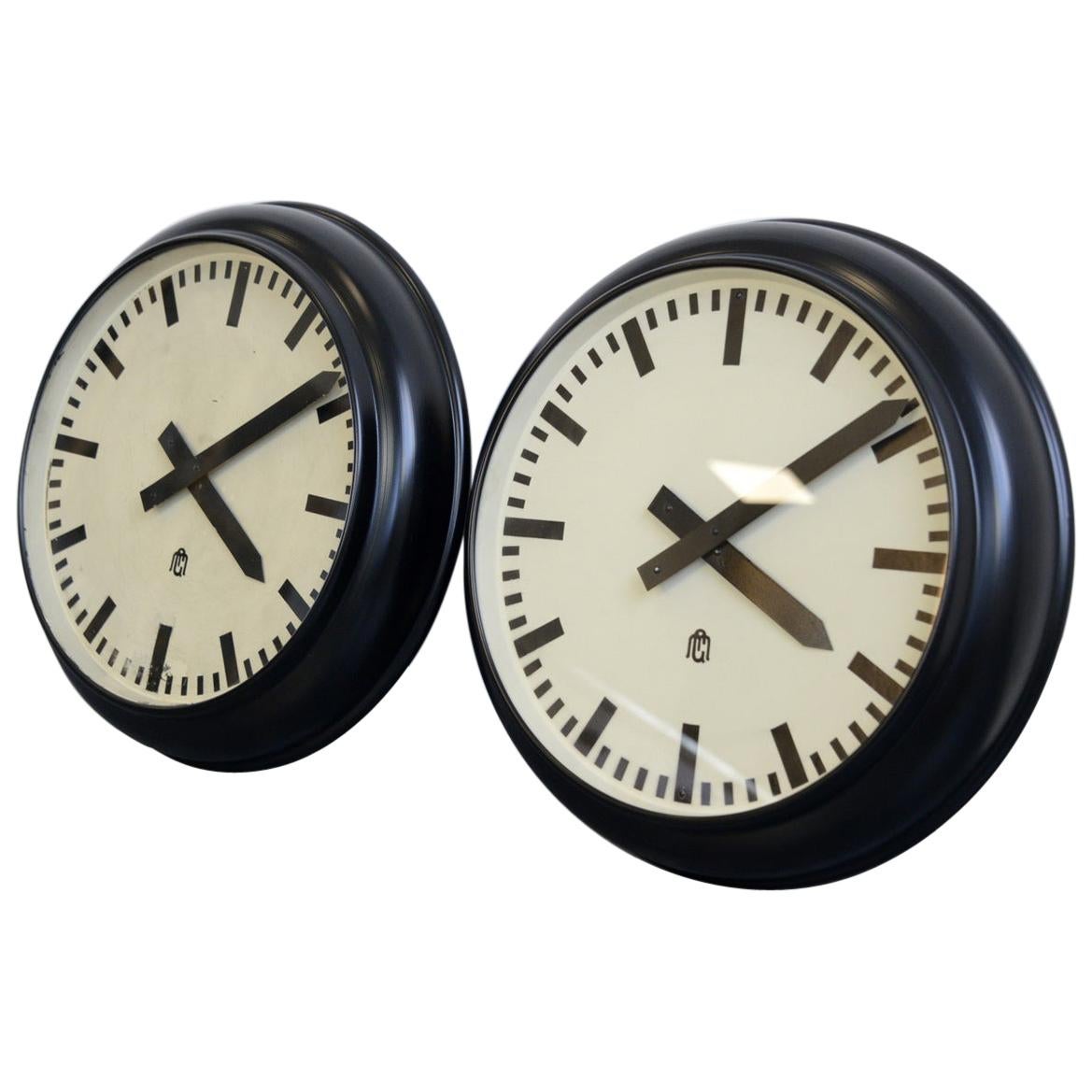 Modernist German Office Clocks, circa 1930s