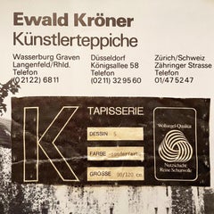 Tappeto da parete tedesco modernista di Ewald Kröner per Kröner-Tapisserie, Germania, anni '80