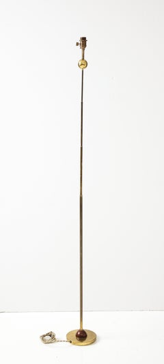 Modernist Gilt Bronze Floor Lamp with Copper Accents, Italy, 1980s